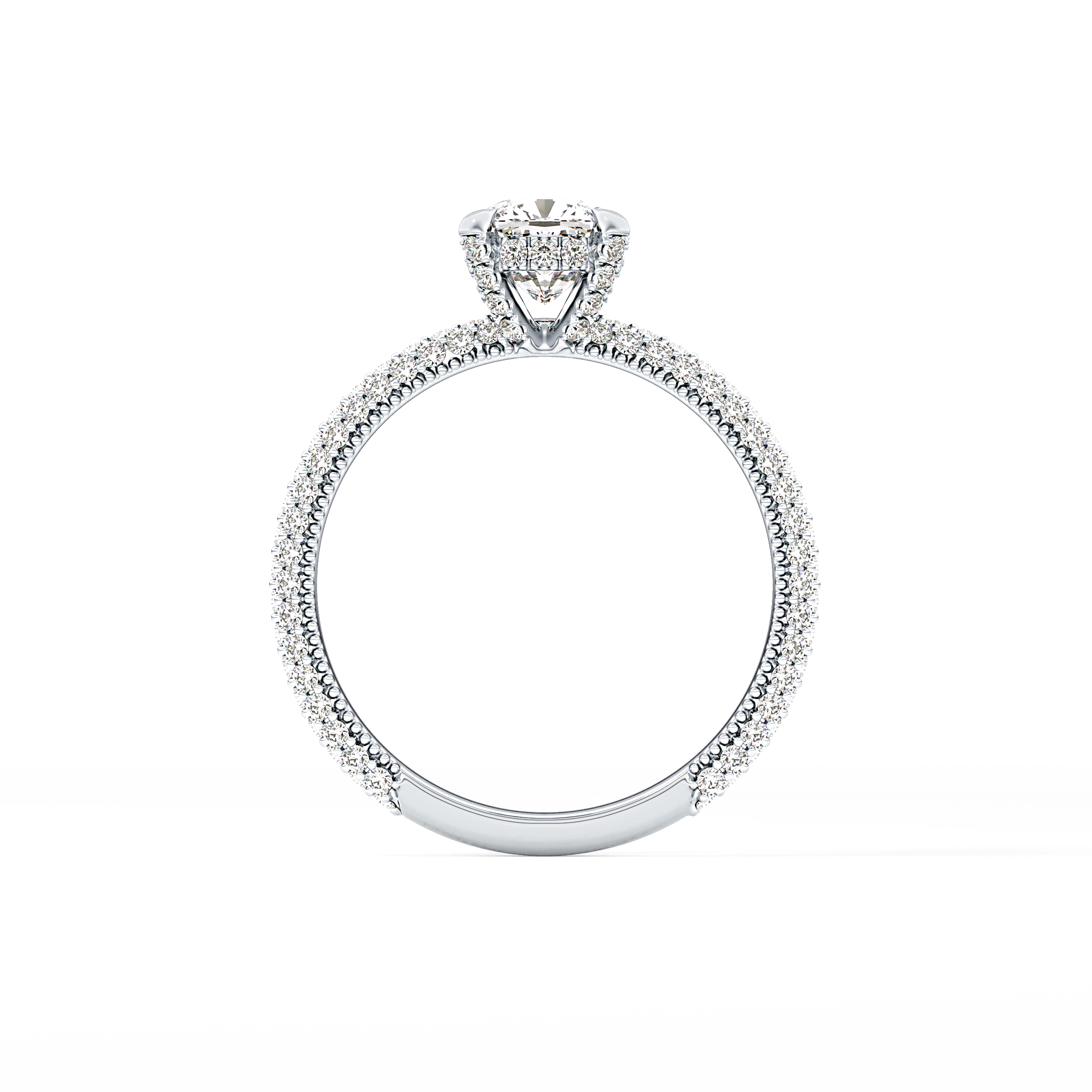 Cushion Hidden Halo & Pave Lab Grown Diamond Engagement Ring