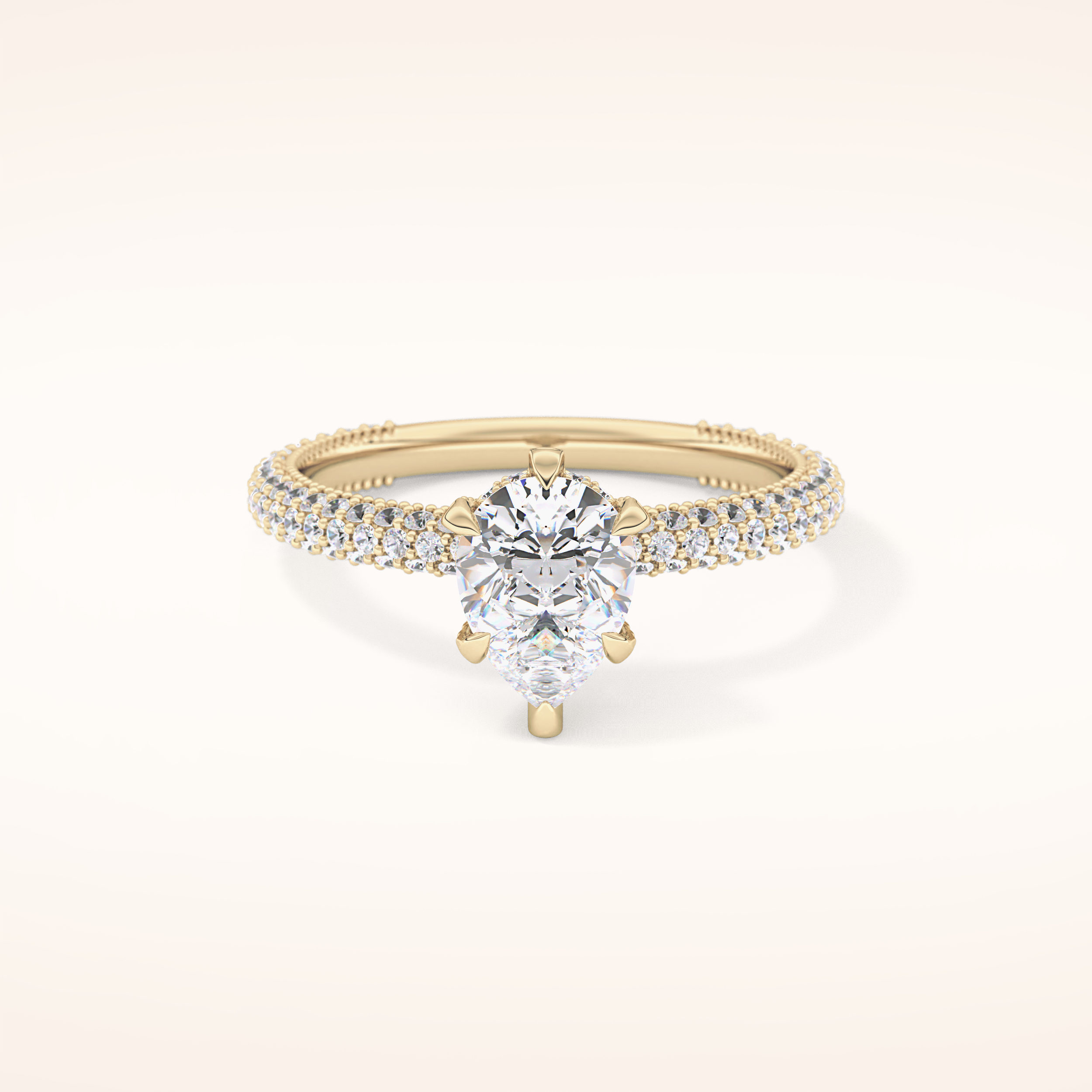 0.81 CT Pear Shaped Hidden Halo & Pave Moissanite Engagement Ring