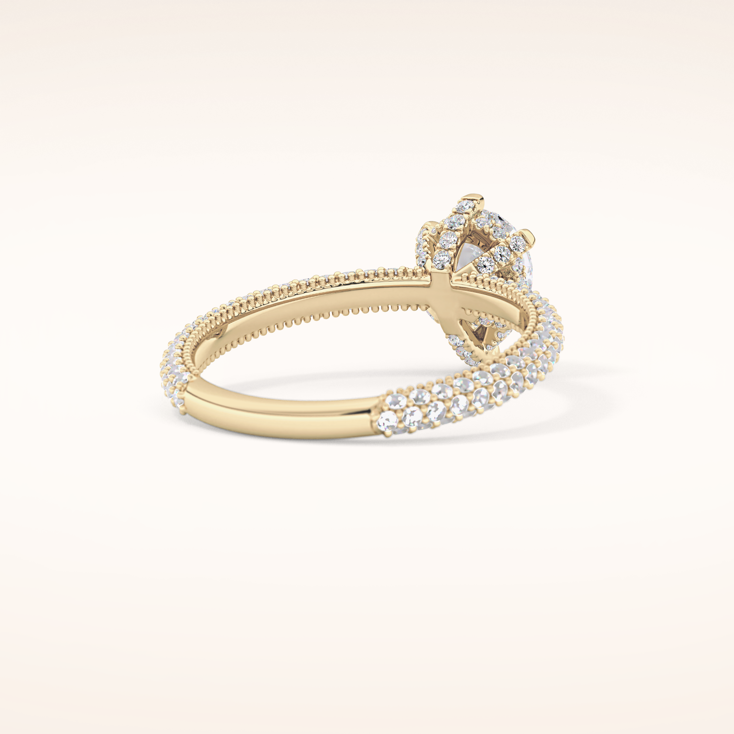 0.81 CT Pear Shaped Hidden Halo & Pave Moissanite Engagement Ring