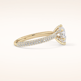 0.81 CT Pear Shaped Hidden Halo & Pave Moissanite Engagement Ring
