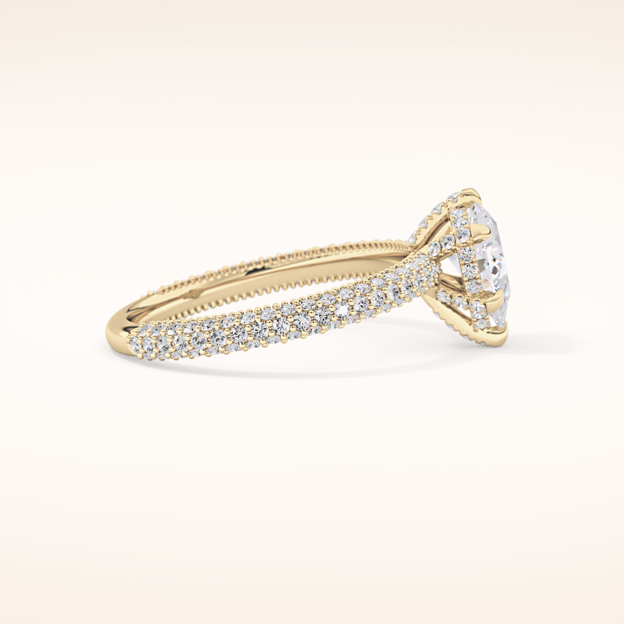0.81 CT Pear Shaped Hidden Halo & Pave Moissanite Engagement Ring