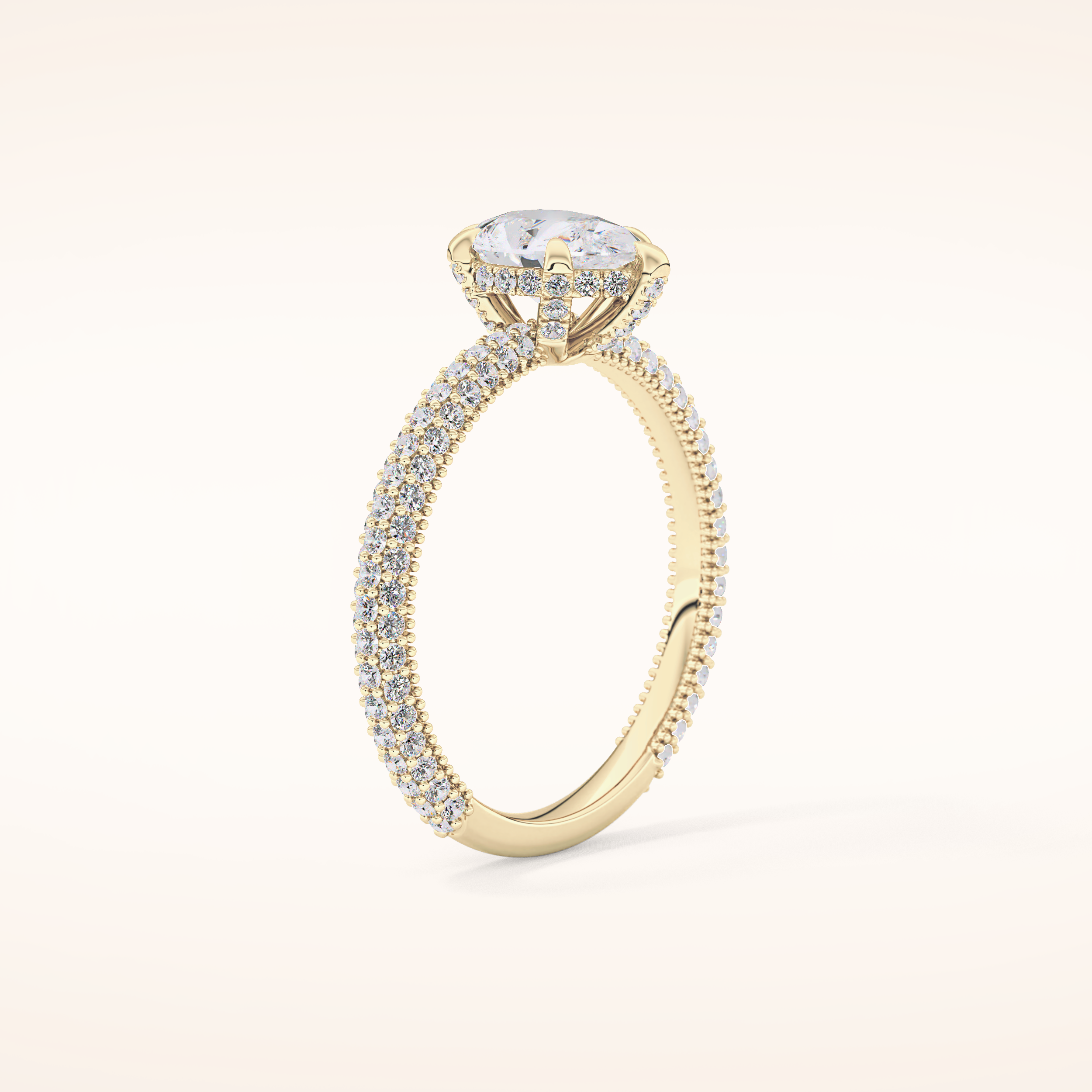 0.81 CT Pear Shaped Hidden Halo & Pave Moissanite Engagement Ring
