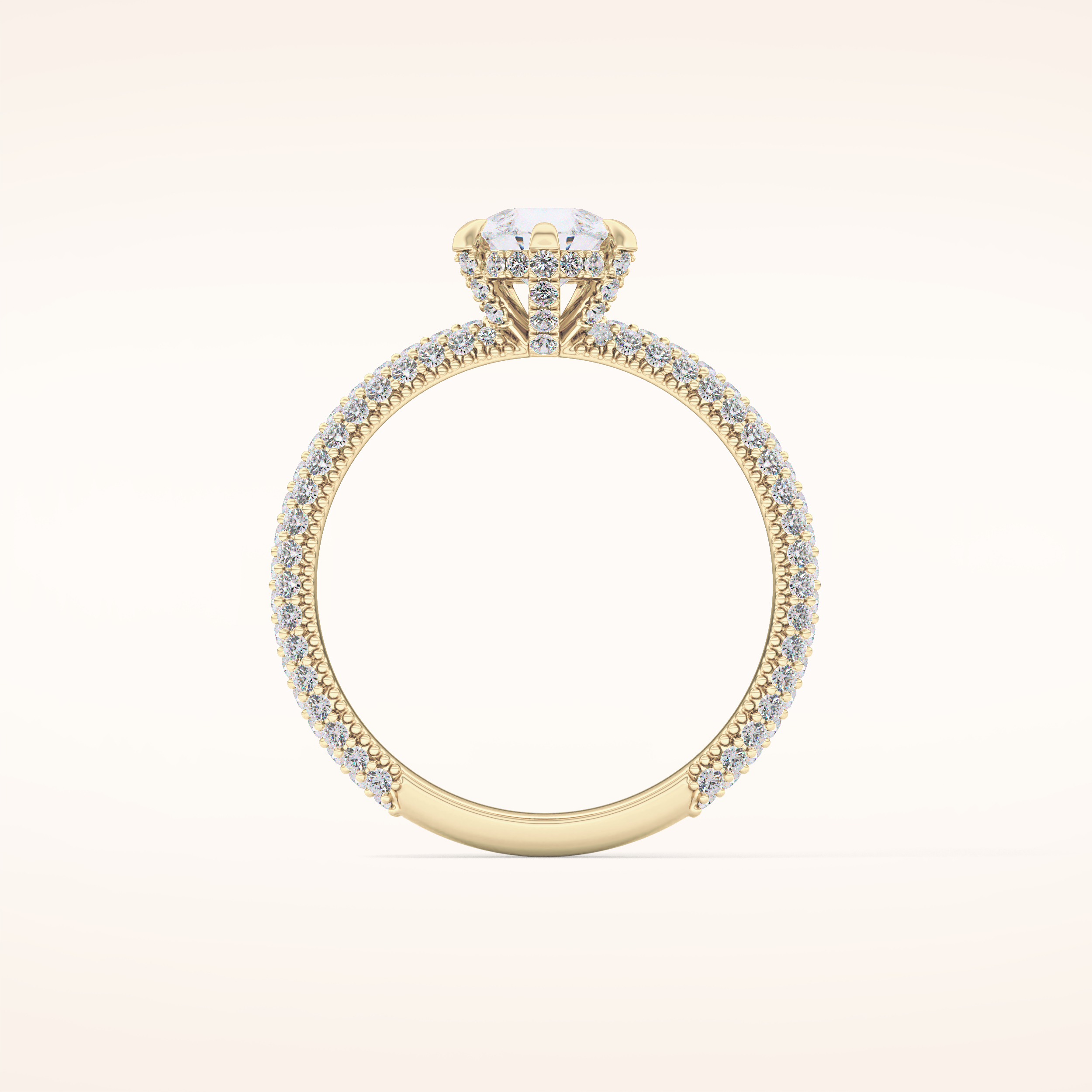 0.81 CT Pear Shaped Hidden Halo & Pave Moissanite Engagement Ring