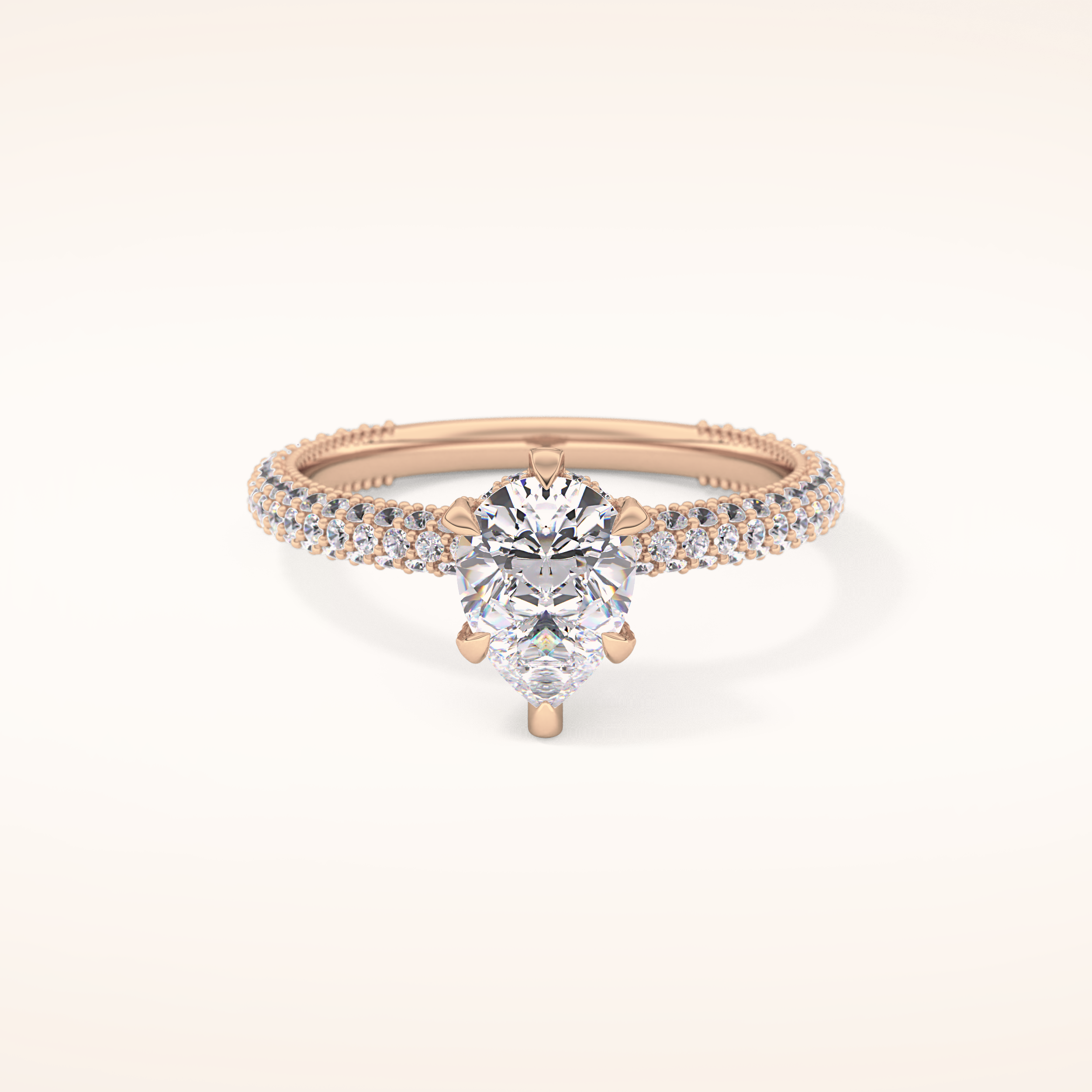 0.81 CT Pear Shaped Hidden Halo & Pave Moissanite Engagement Ring