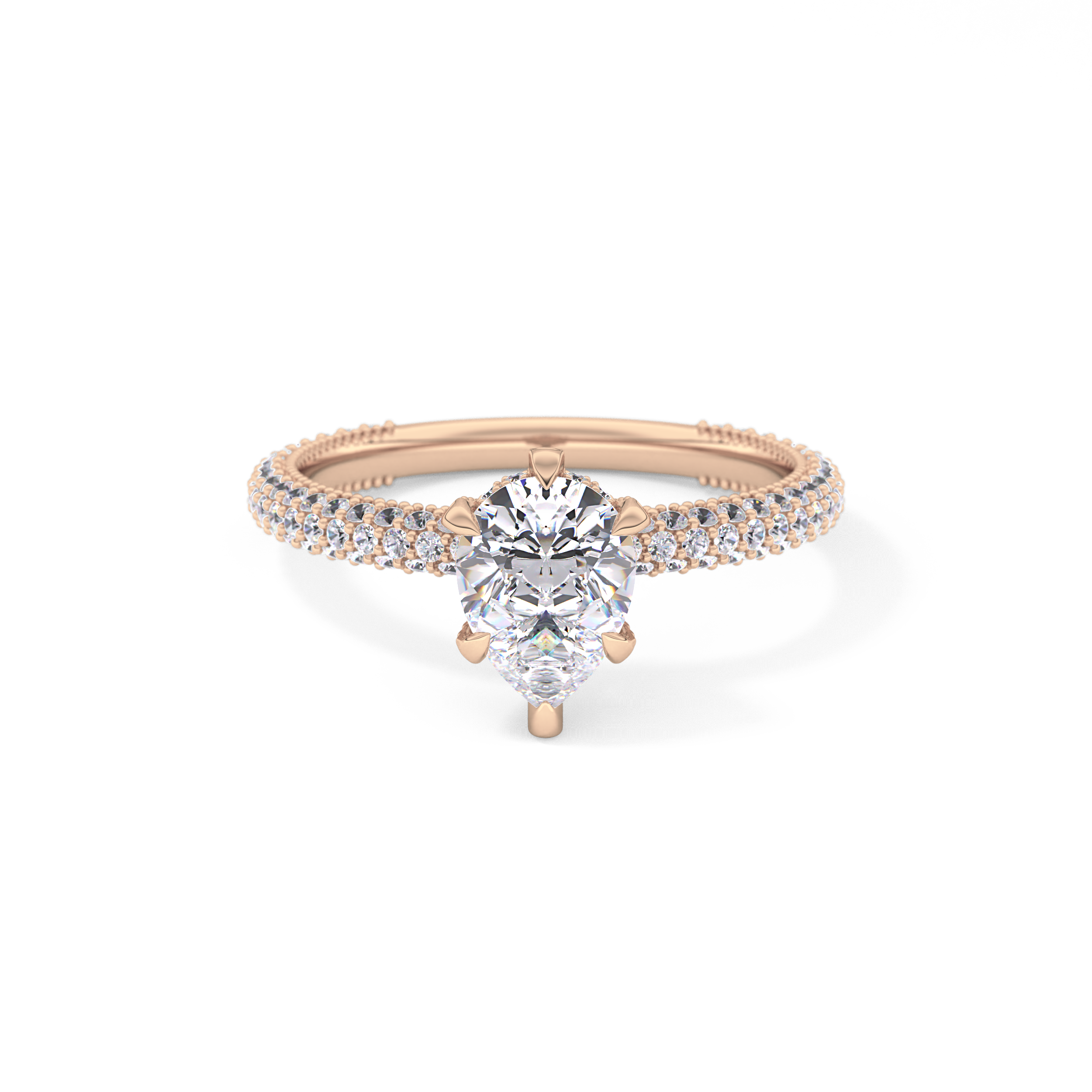 Pear Carat Hidden Halo & Pave Lab Grown Diamond Engagement Ring