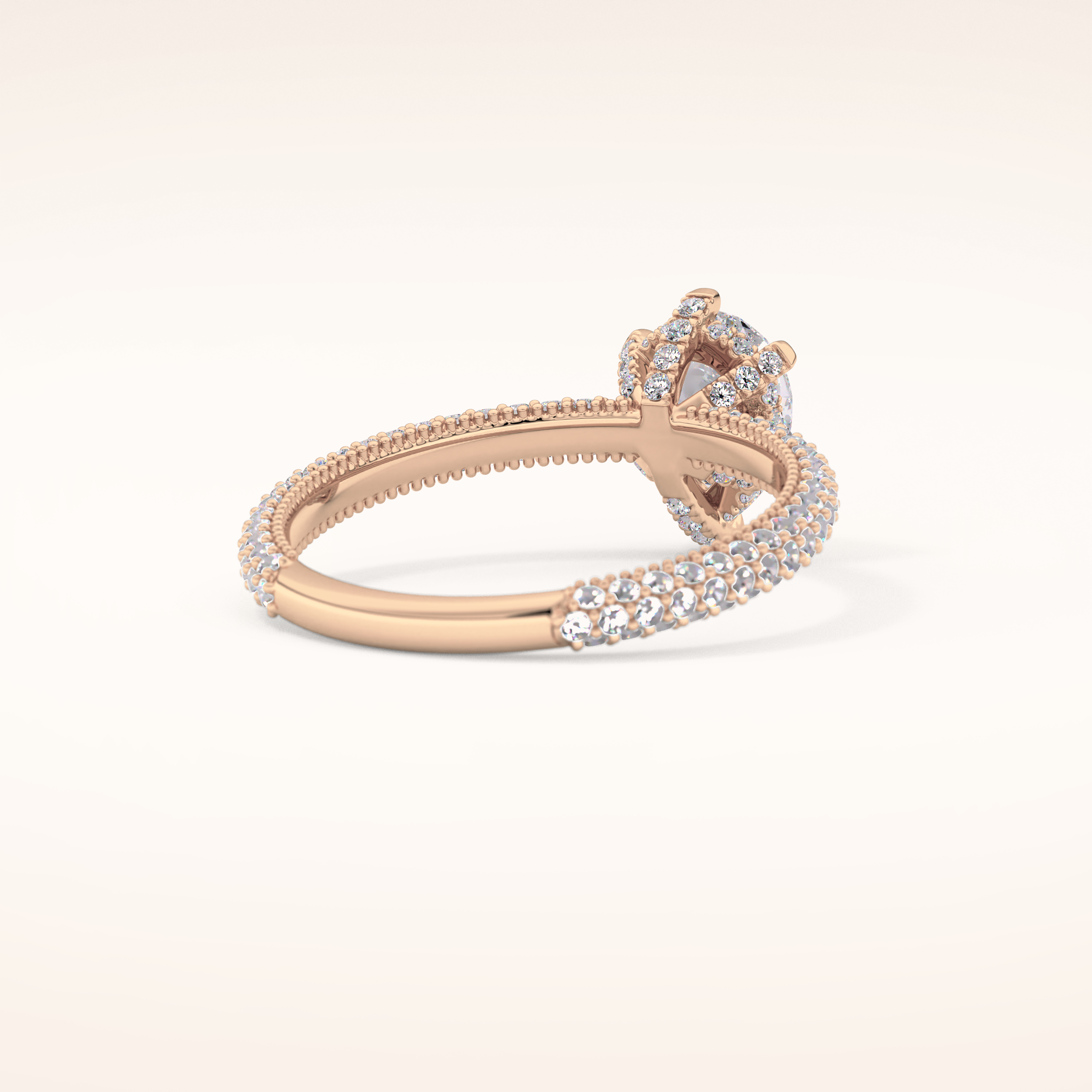 0.81 CT Pear Shaped Hidden Halo & Pave Moissanite Engagement Ring