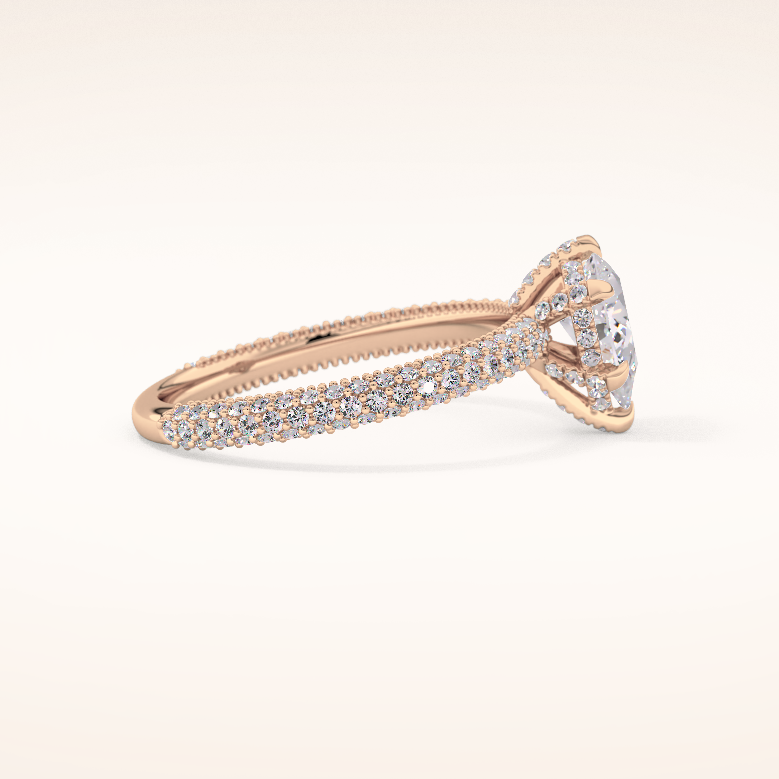 0.81 CT Pear Shaped Hidden Halo & Pave Moissanite Engagement Ring