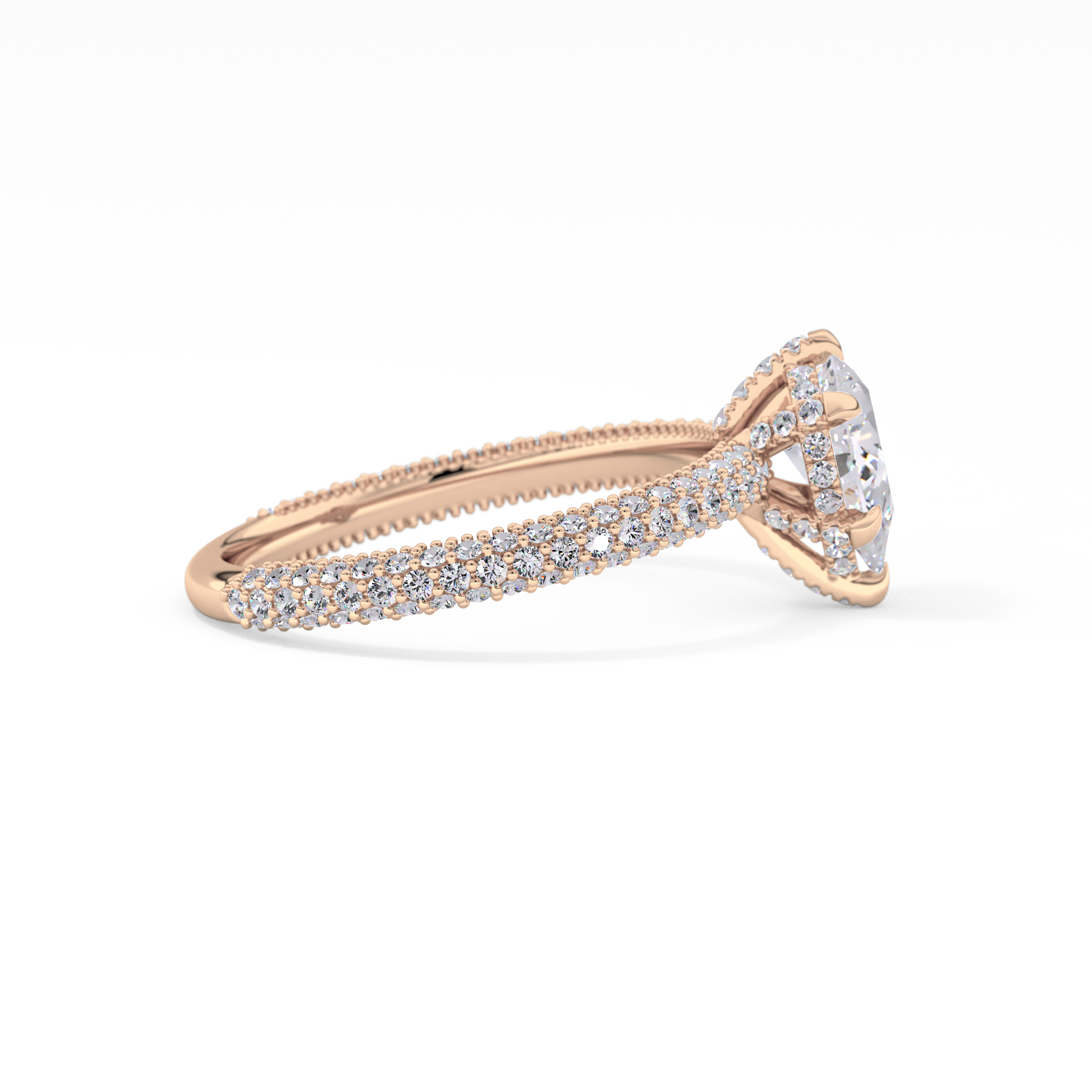 Pear Carat Hidden Halo & Pave Lab Grown Diamond Engagement Ring