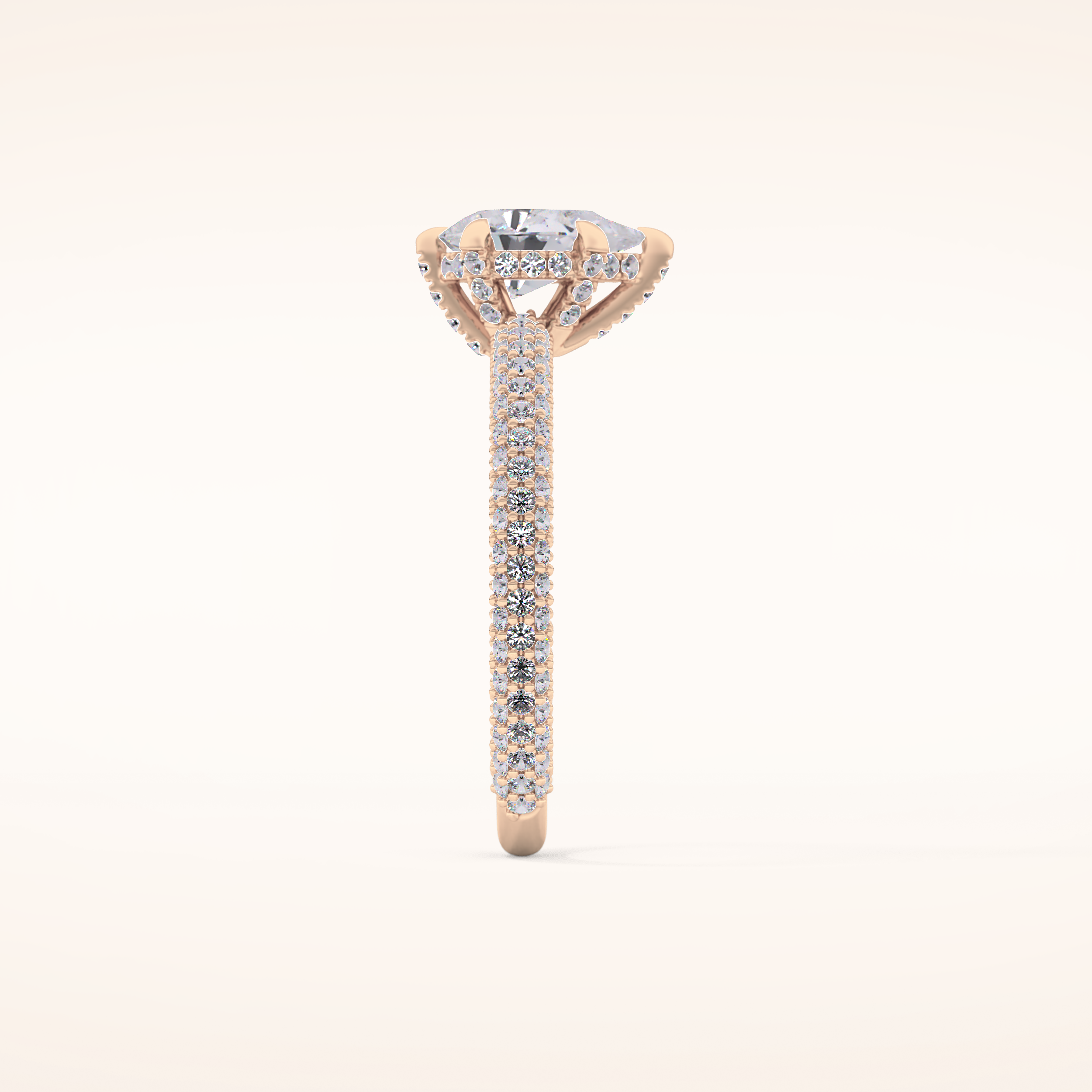0.81 CT Pear Shaped Hidden Halo & Pave Moissanite Engagement Ring