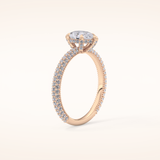 0.81 CT Pear Shaped Hidden Halo & Pave Moissanite Engagement Ring