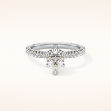 0.81 CT Pear Shaped Hidden Halo & Pave Moissanite Engagement Ring