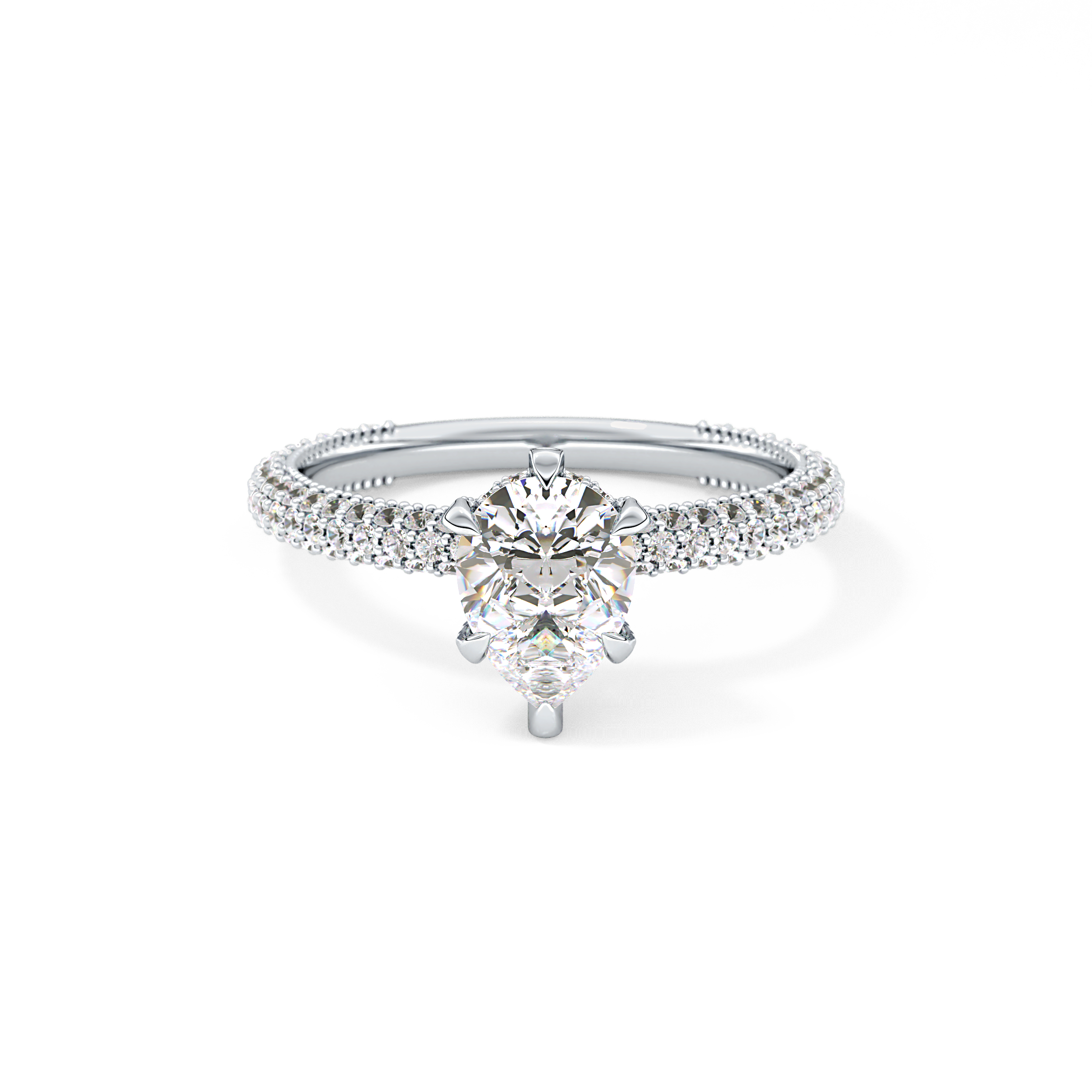 Pear Carat Hidden Halo & Pave Lab Grown Diamond Engagement Ring