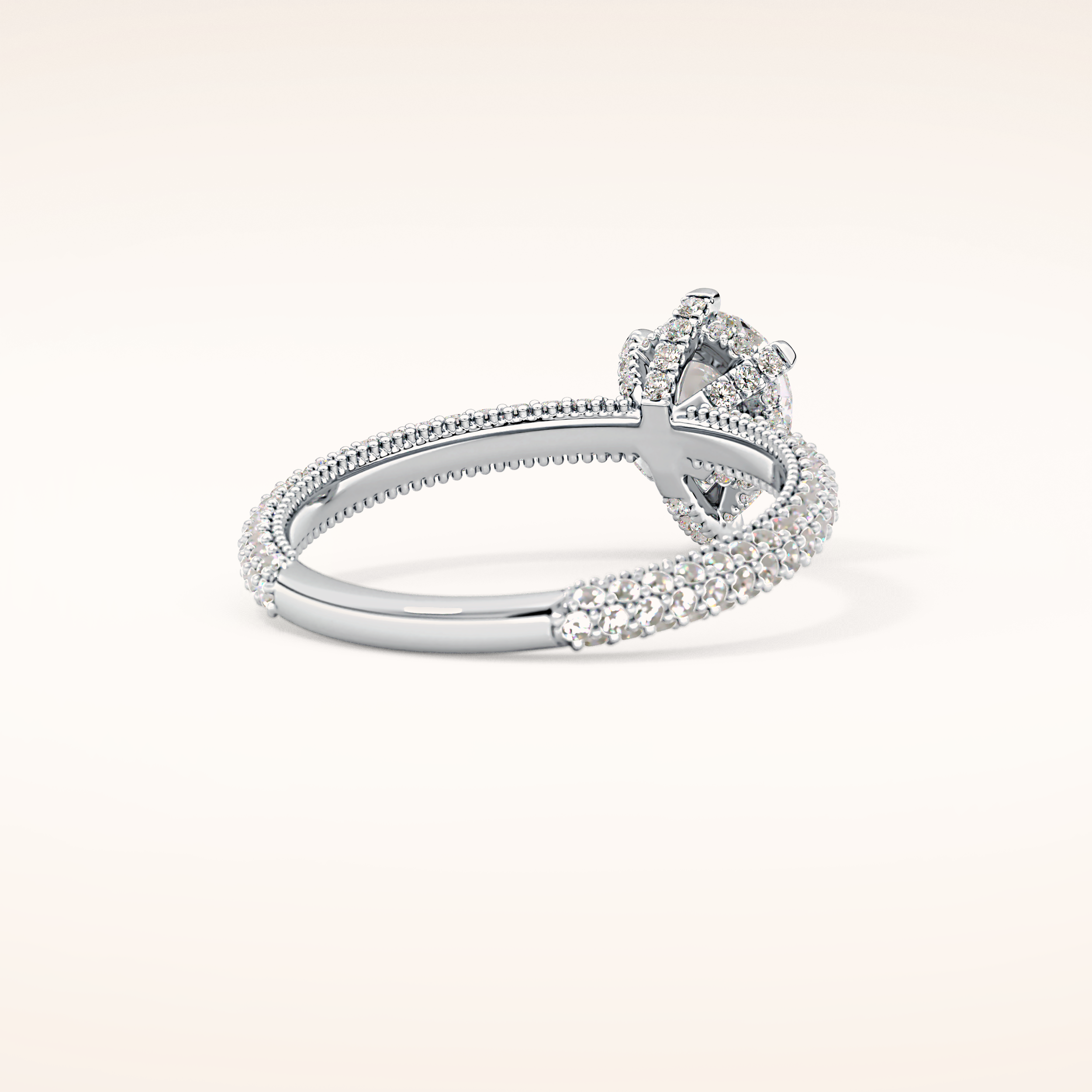 0.81 CT Pear Shaped Hidden Halo & Pave Moissanite Engagement Ring