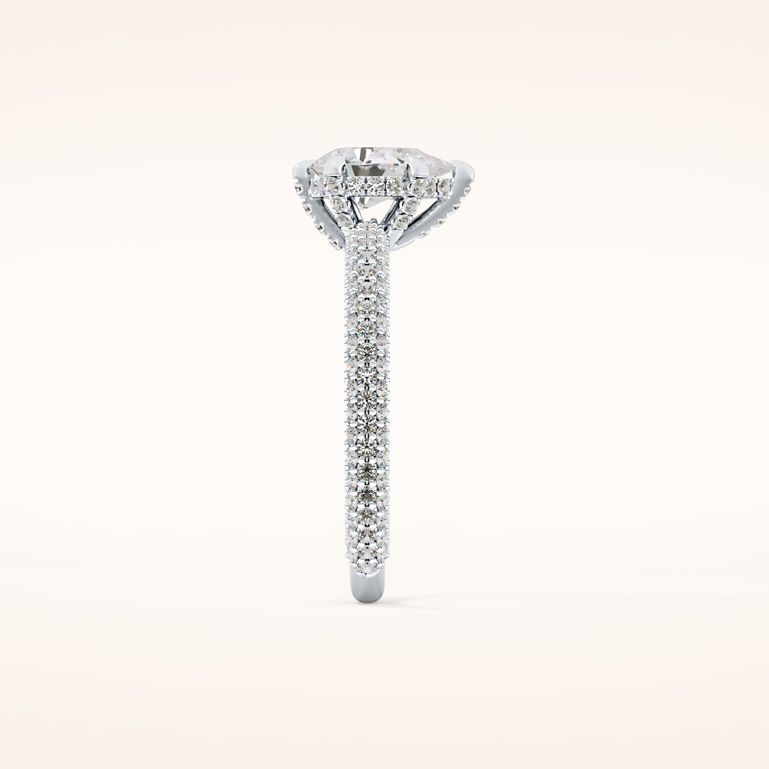 0.81 CT Pear Shaped Hidden Halo & Pave Moissanite Engagement Ring