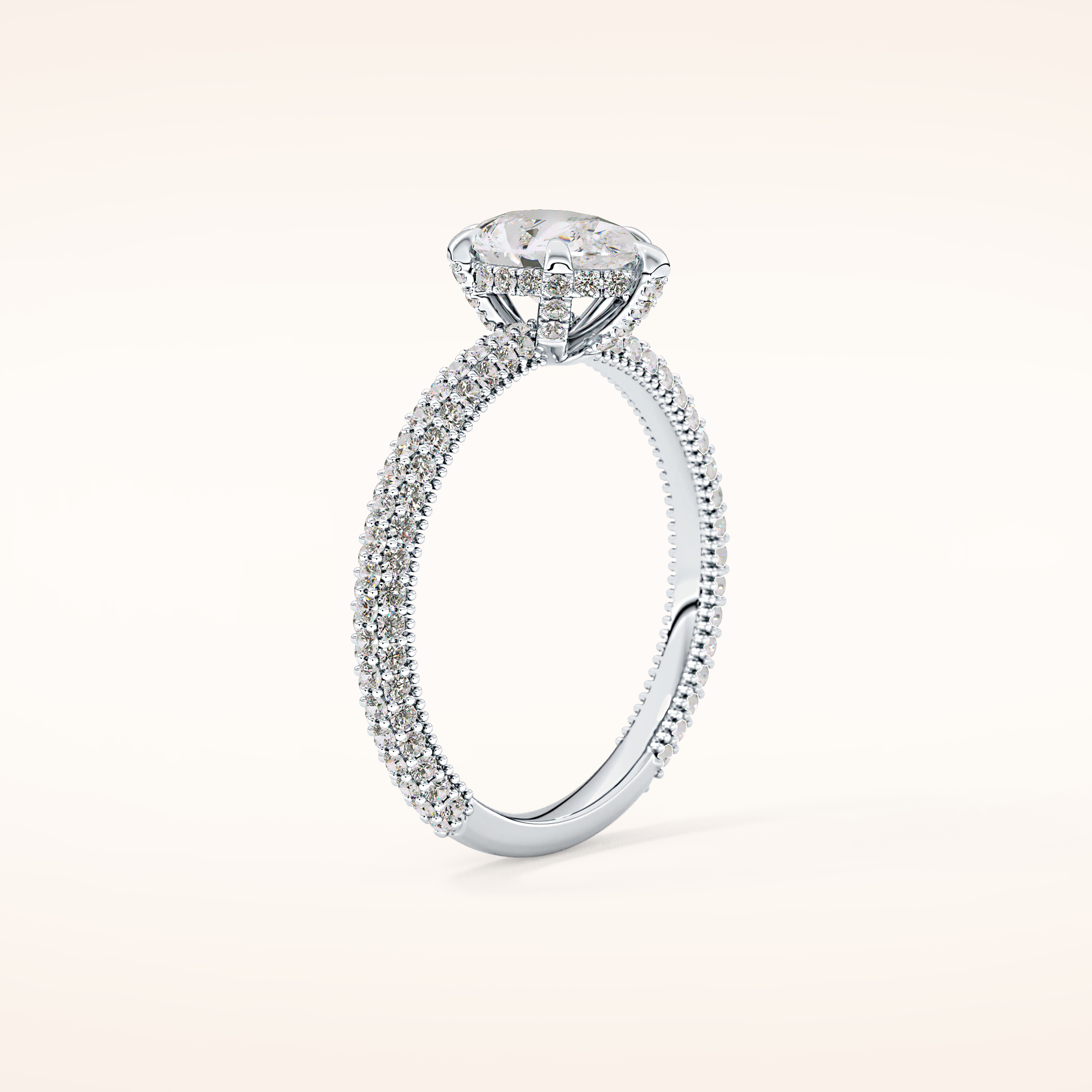 0.81 CT Pear Shaped Hidden Halo & Pave Moissanite Engagement Ring