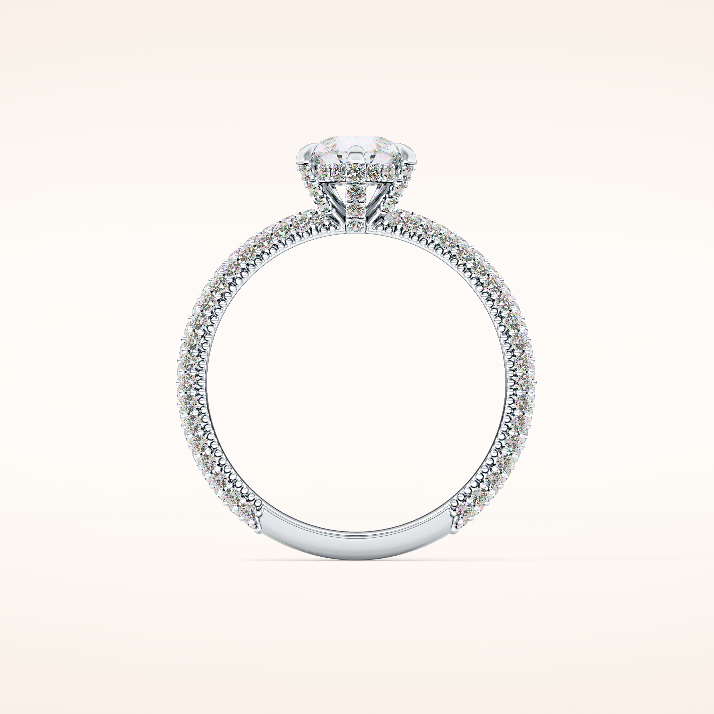 0.81 CT Pear Shaped Hidden Halo & Pave Moissanite Engagement Ring