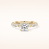 0.78 CT Princess Shaped Hidden Halo & Pave Moissanite Engagement Ring