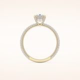0.78 CT Princess Shaped Hidden Halo & Pave Moissanite Engagement Ring