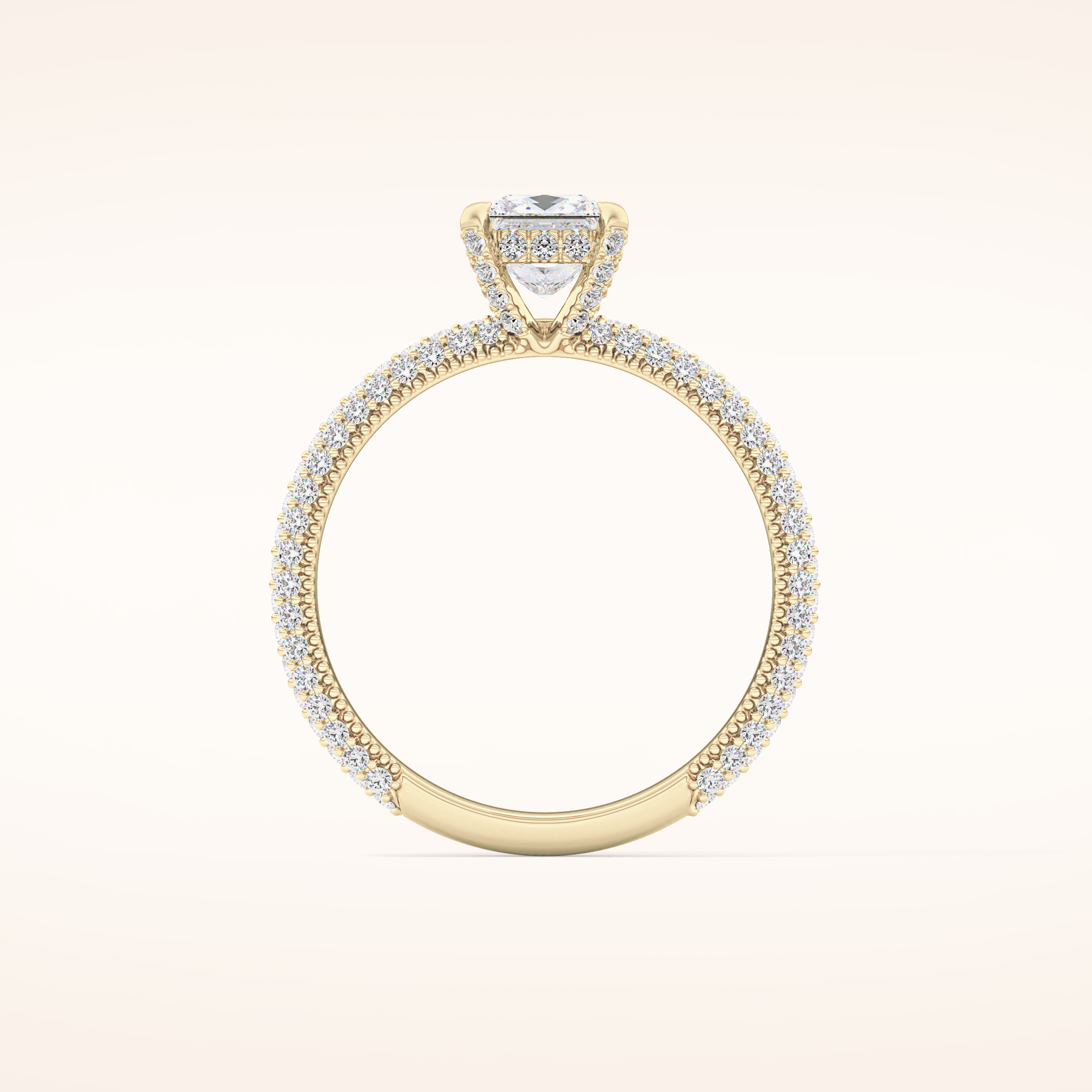 0.78 CT Princess Shaped Hidden Halo & Pave Moissanite Engagement Ring