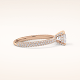 0.78 CT Princess Shaped Hidden Halo & Pave Moissanite Engagement Ring