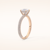 0.78 CT Princess Shaped Hidden Halo & Pave Moissanite Engagement Ring