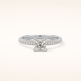 0.78 CT Princess Shaped Hidden Halo & Pave Moissanite Engagement Ring