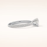 0.78 CT Princess Shaped Hidden Halo & Pave Moissanite Engagement Ring