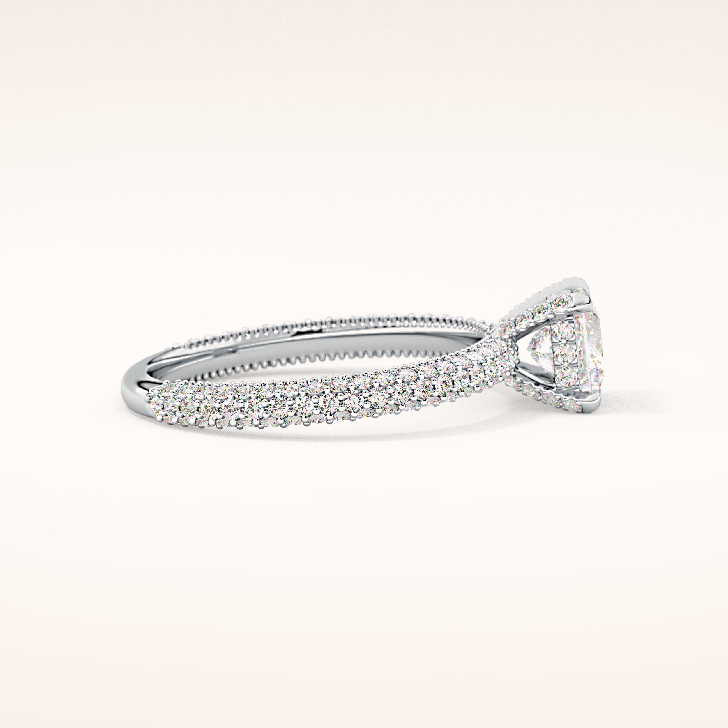 0.78 CT Princess Shaped Hidden Halo & Pave Moissanite Engagement Ring