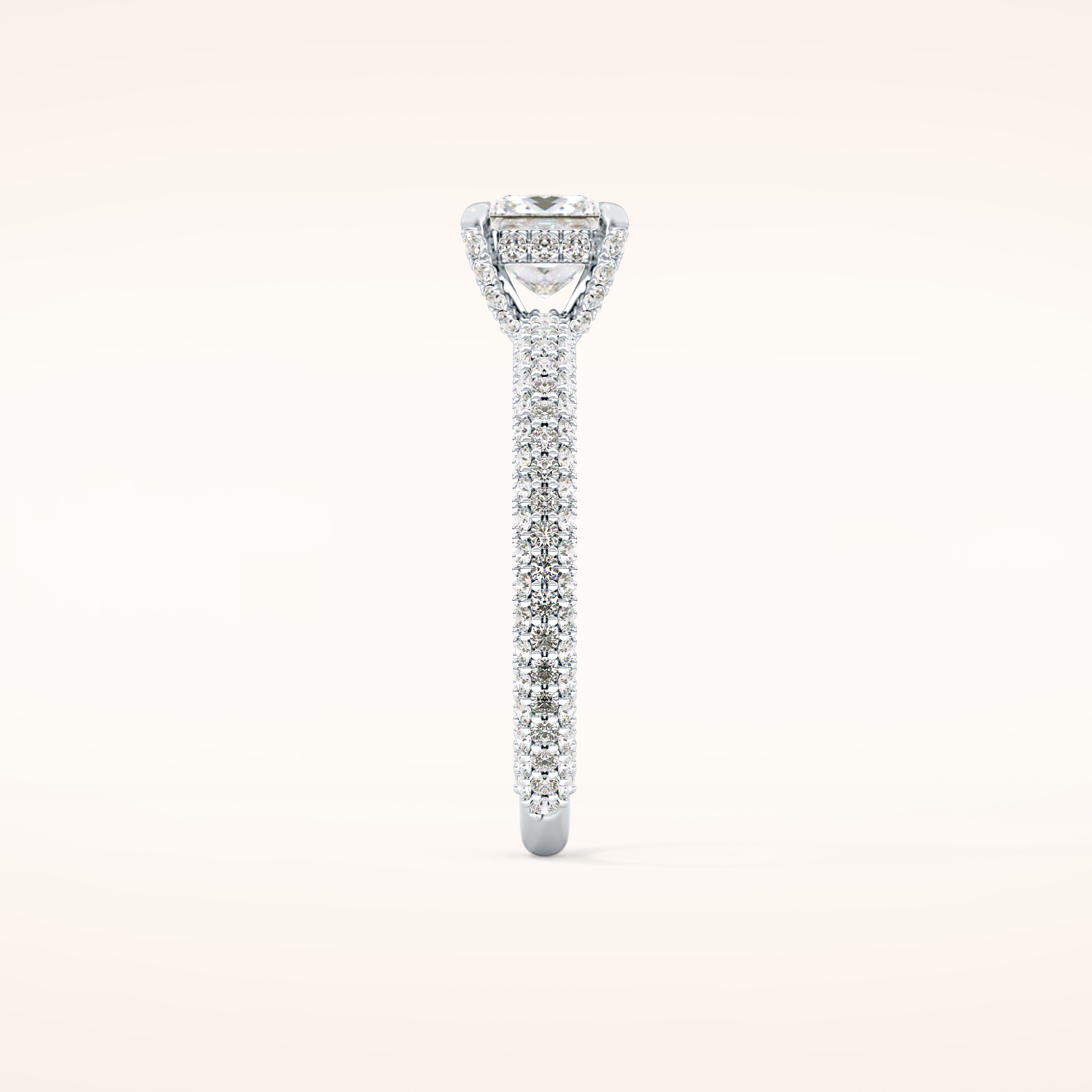 0.78 CT Princess Shaped Hidden Halo & Pave Moissanite Engagement Ring