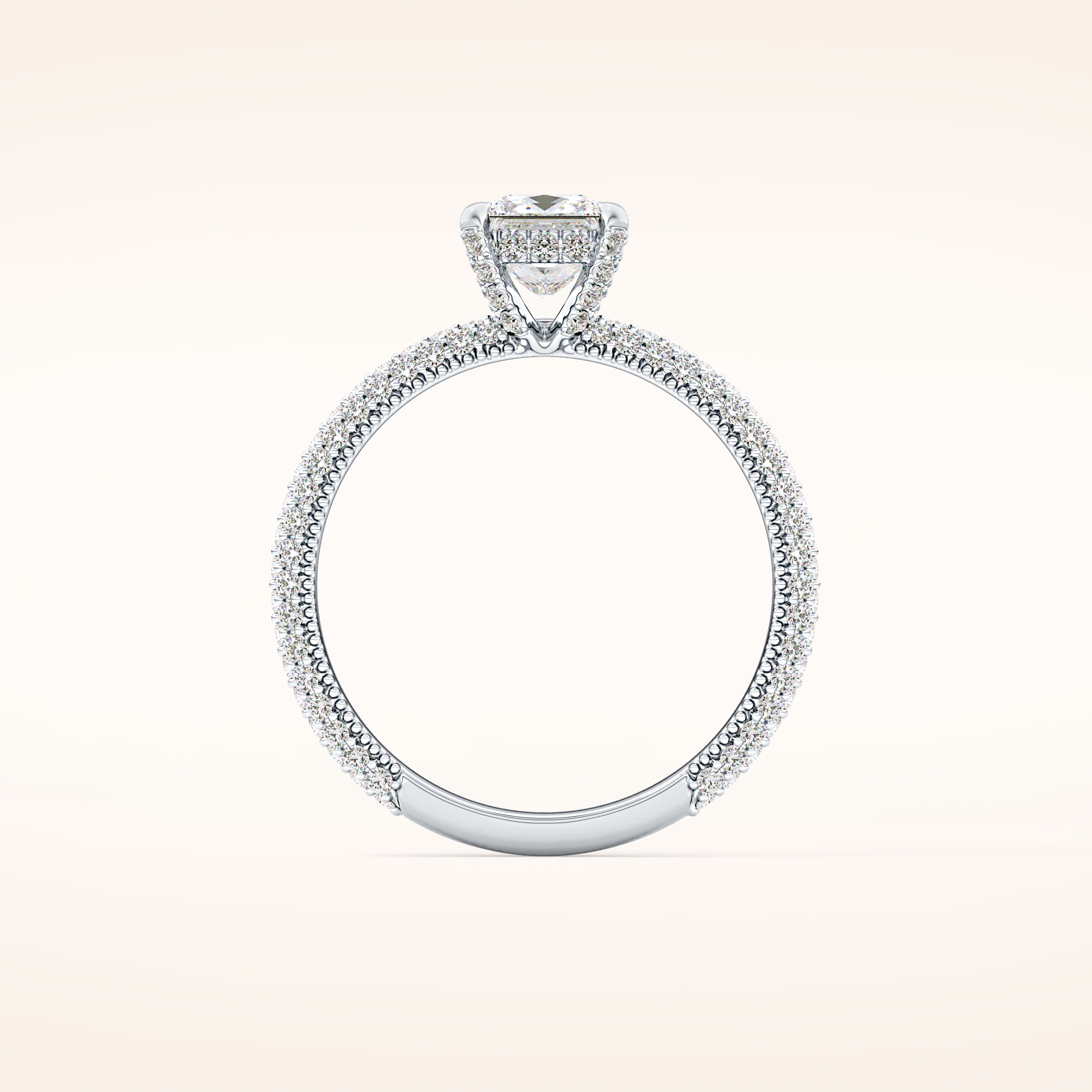 0.78 CT Princess Shaped Hidden Halo & Pave Moissanite Engagement Ring