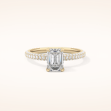 1.12 CT Emerald Shaped Hidden Halo & Pave Moissanite Engagement Ring