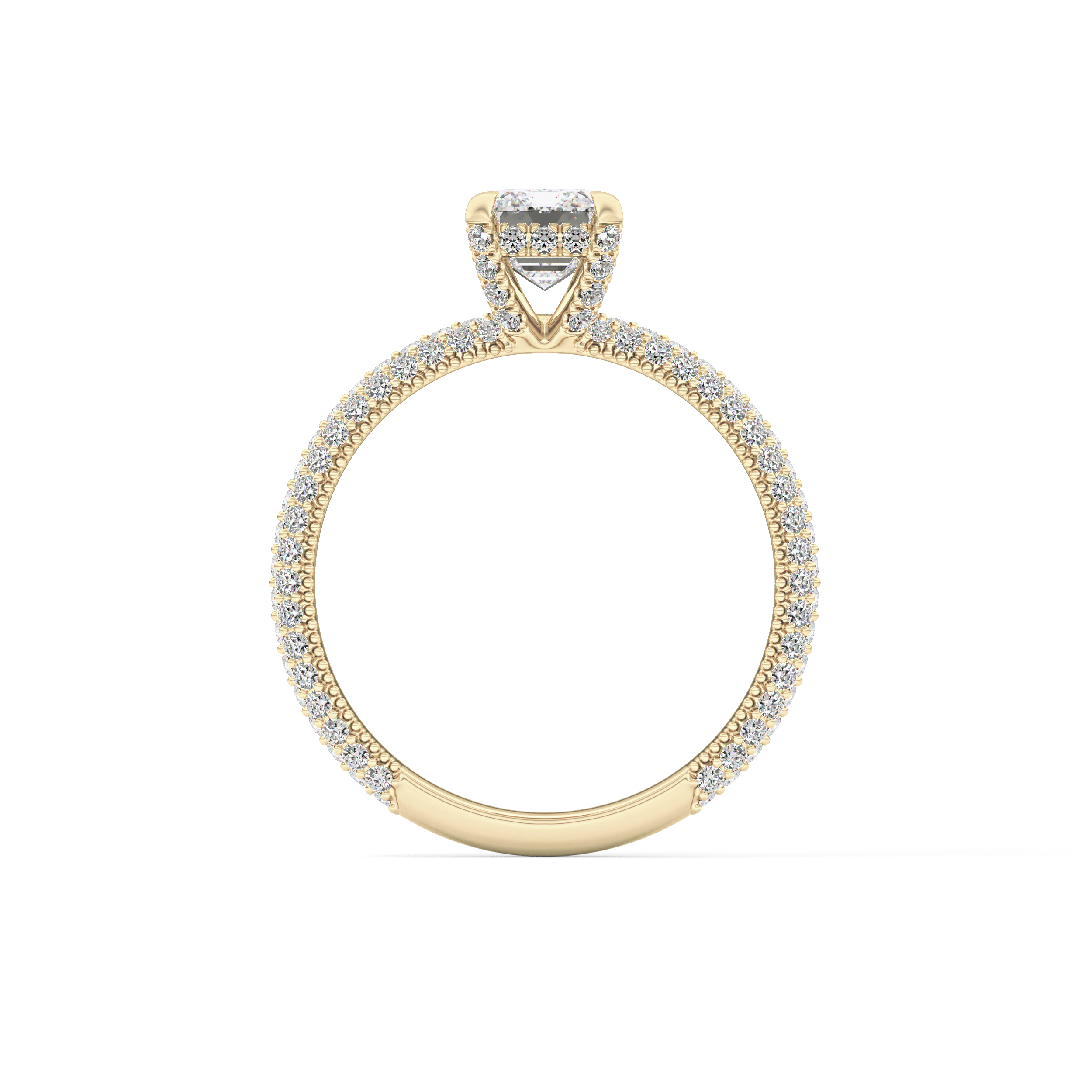 Emerald Hidden Halo & Pave Lab Grown Diamond Engagement Ring