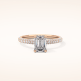 1.12 CT Emerald Shaped Hidden Halo & Pave Moissanite Engagement Ring