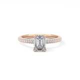 Emerald Hidden Halo & Pave Lab Grown Diamond Engagement Ring