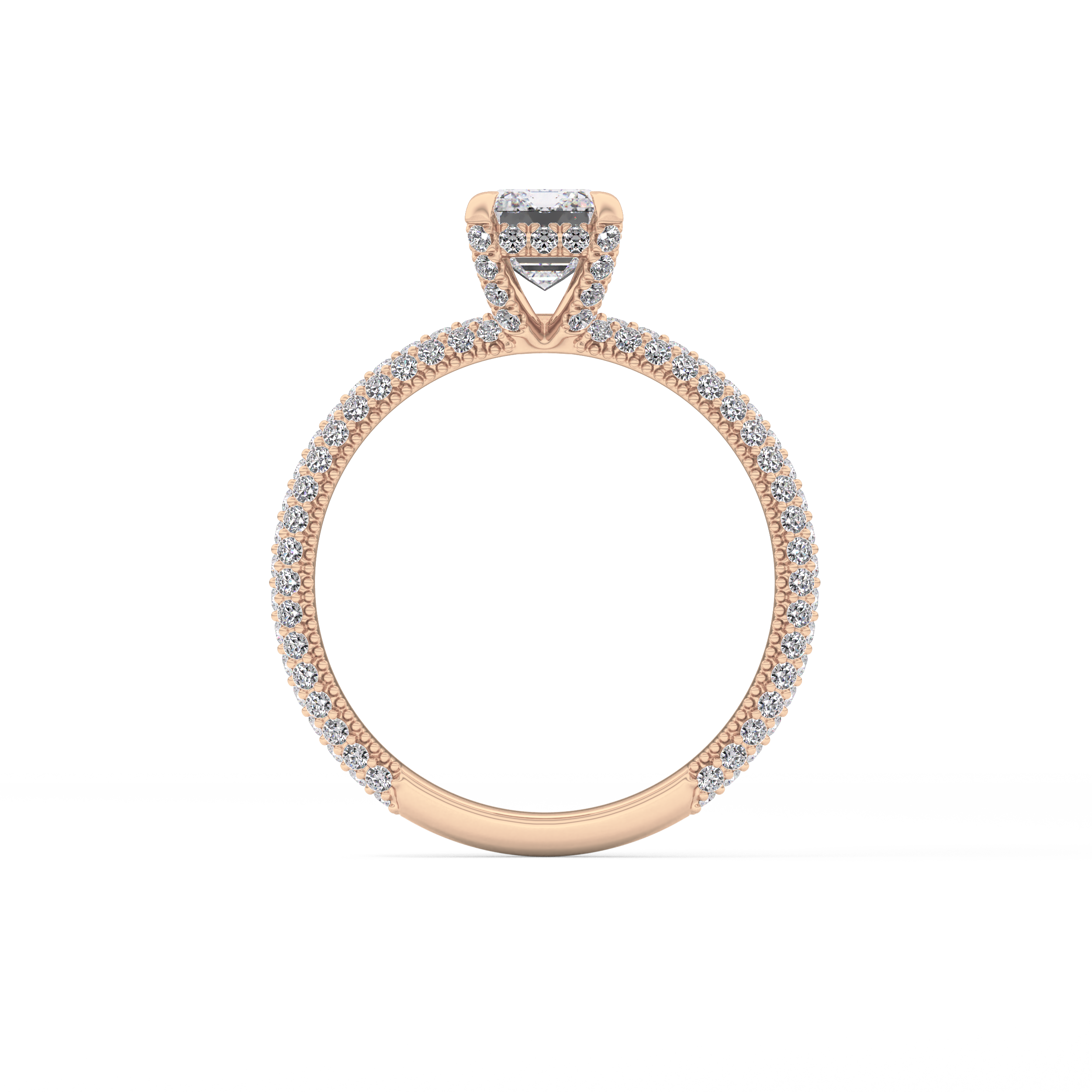Emerald Hidden Halo & Pave Lab Grown Diamond Engagement Ring