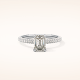1.12 CT Emerald Shaped Hidden Halo & Pave Moissanite Engagement Ring