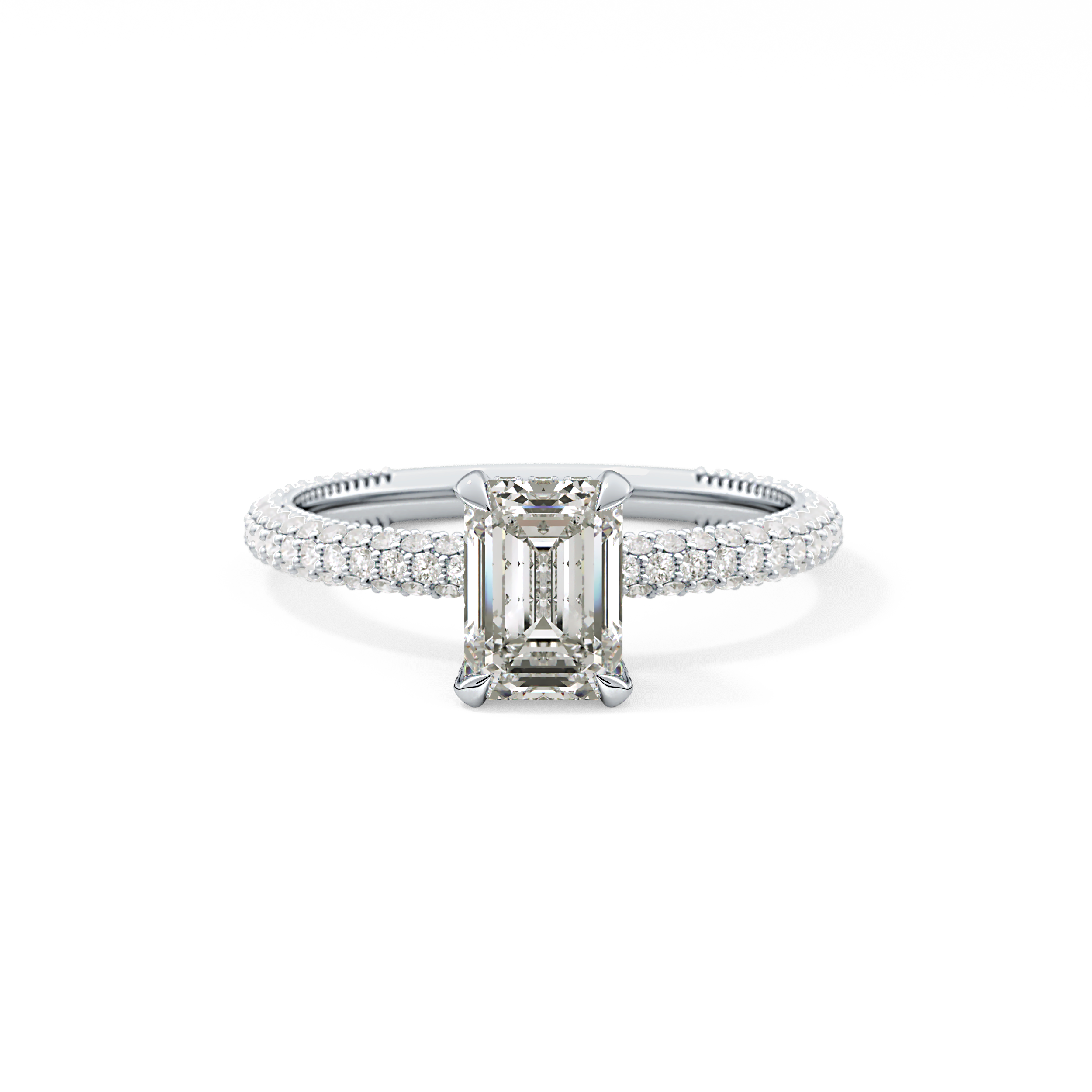 Emerald Hidden Halo & Pave Lab Grown Diamond Engagement Ring