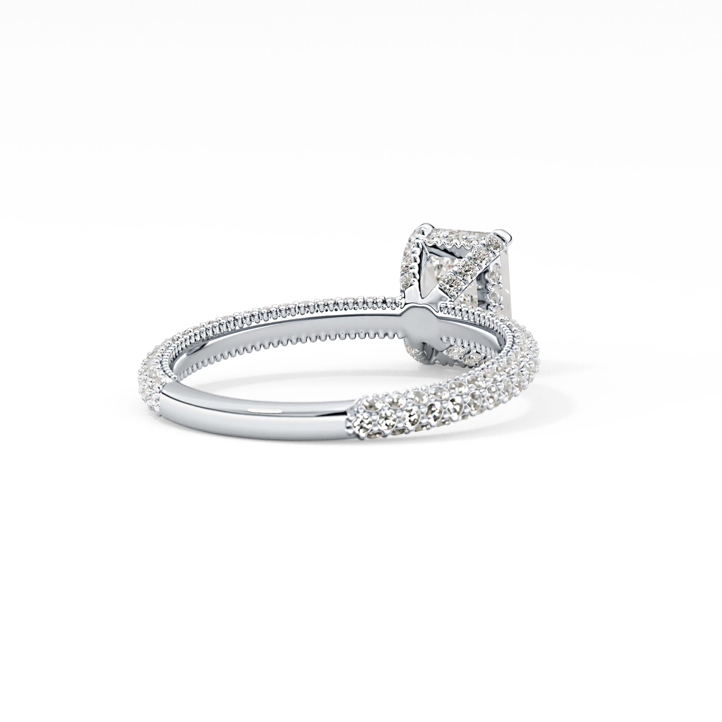 Emerald Hidden Halo & Pave Lab Grown Diamond Engagement Ring