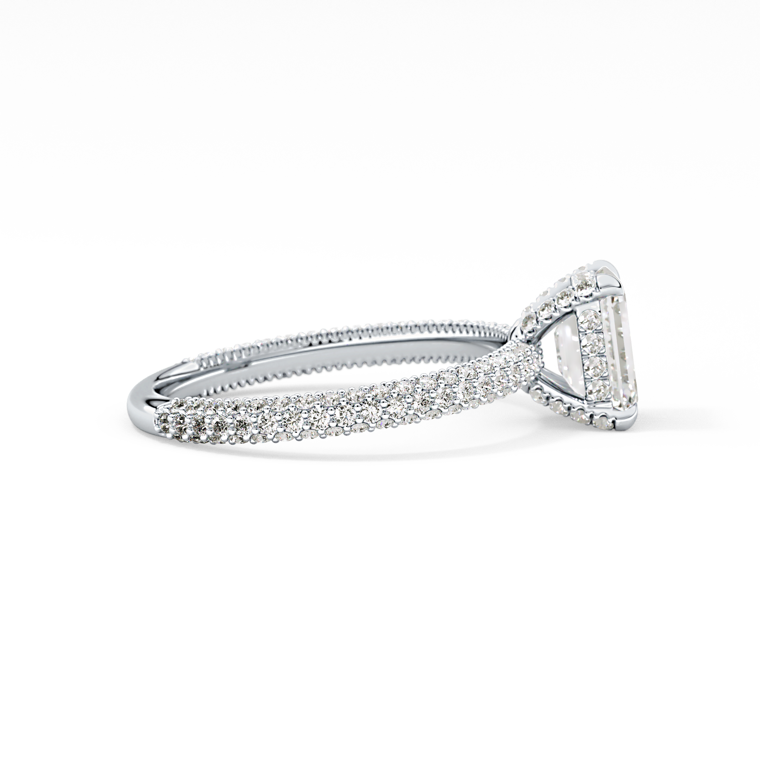 Emerald Hidden Halo & Pave Lab Grown Diamond Engagement Ring