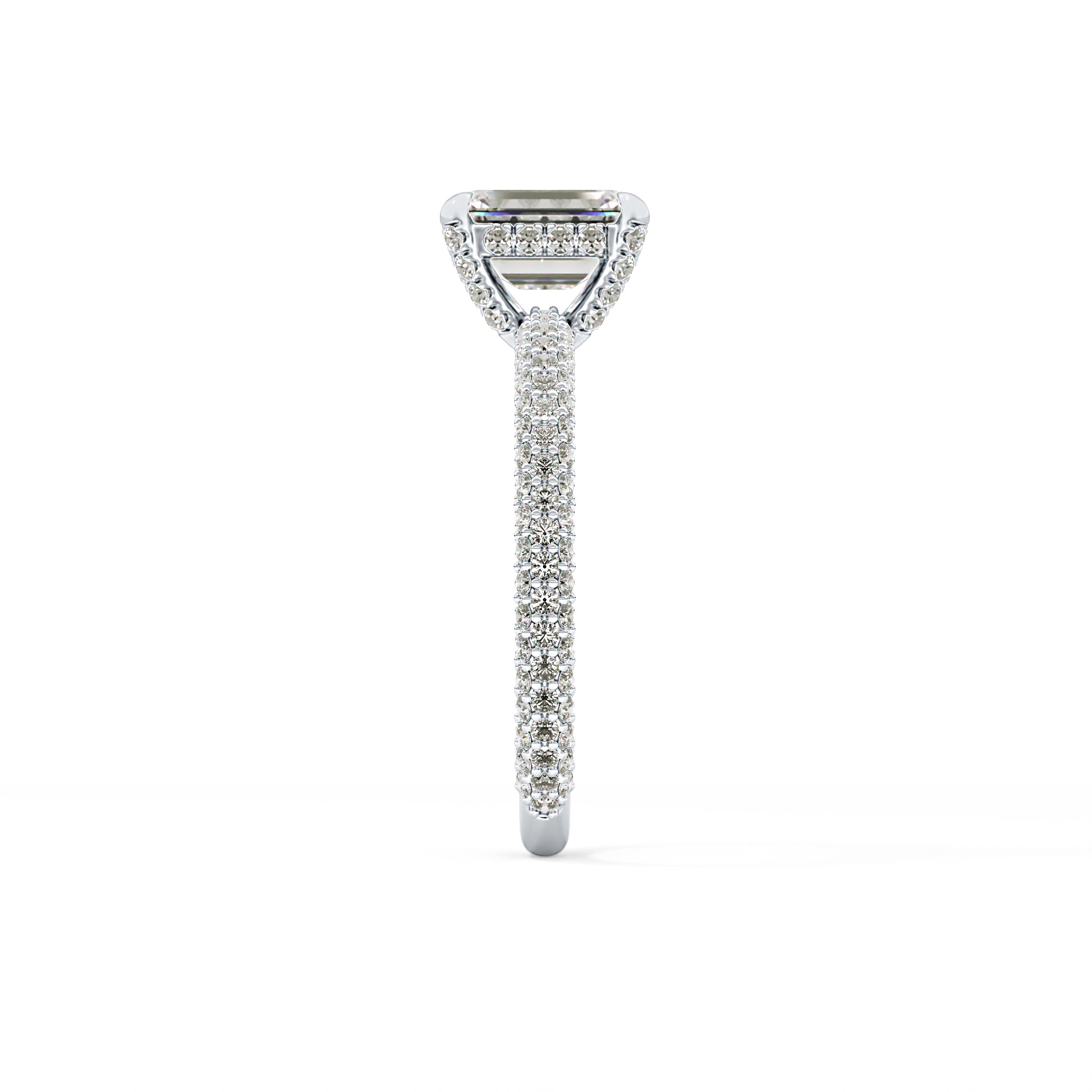 Emerald Hidden Halo & Pave Lab Grown Diamond Engagement Ring