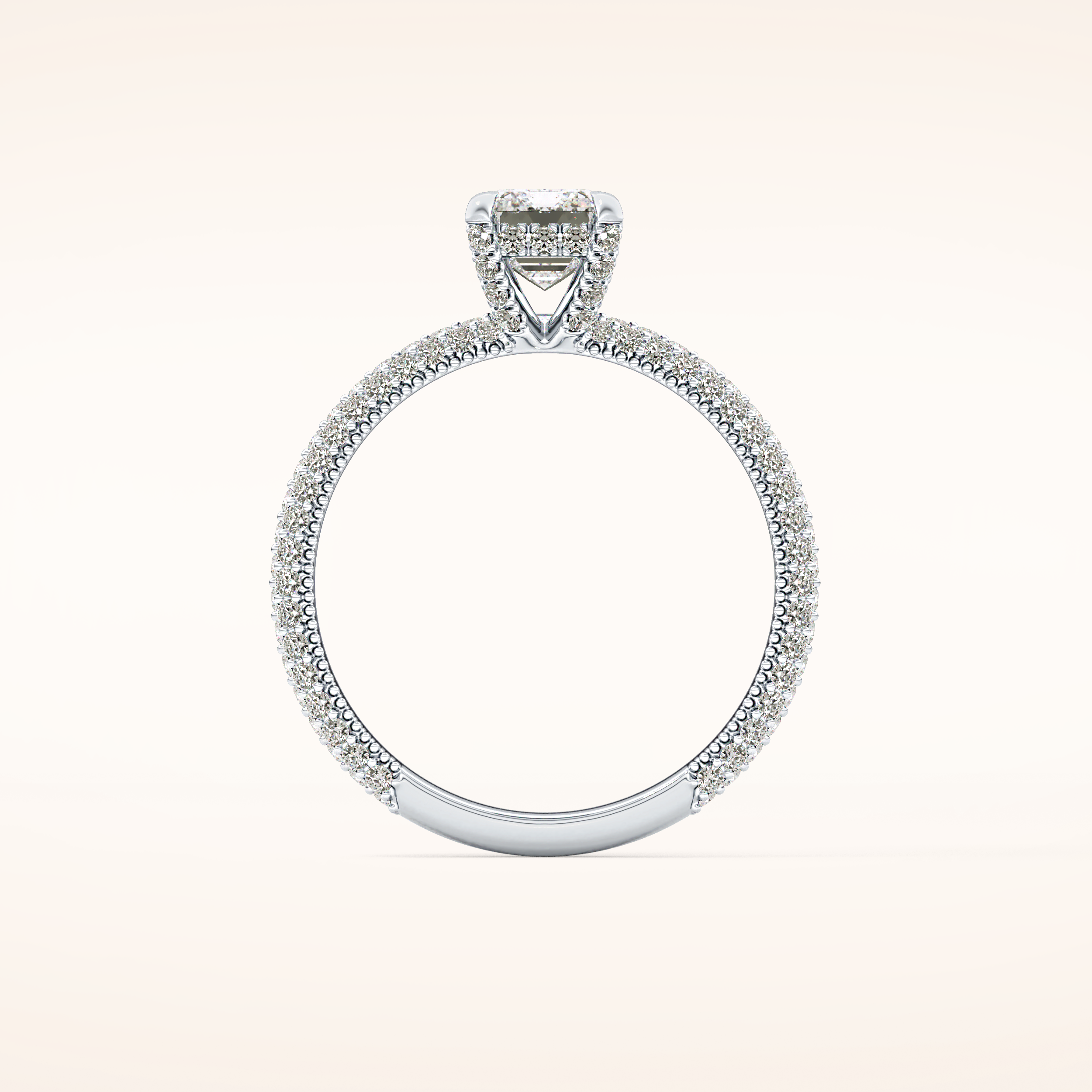 1.12 CT Emerald Shaped Hidden Halo & Pave Moissanite Engagement Ring