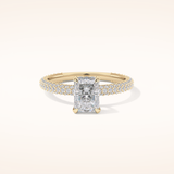 1.33 CT Radiant Shaped Hidden Halo & Pave Moissanite Engagement Ring