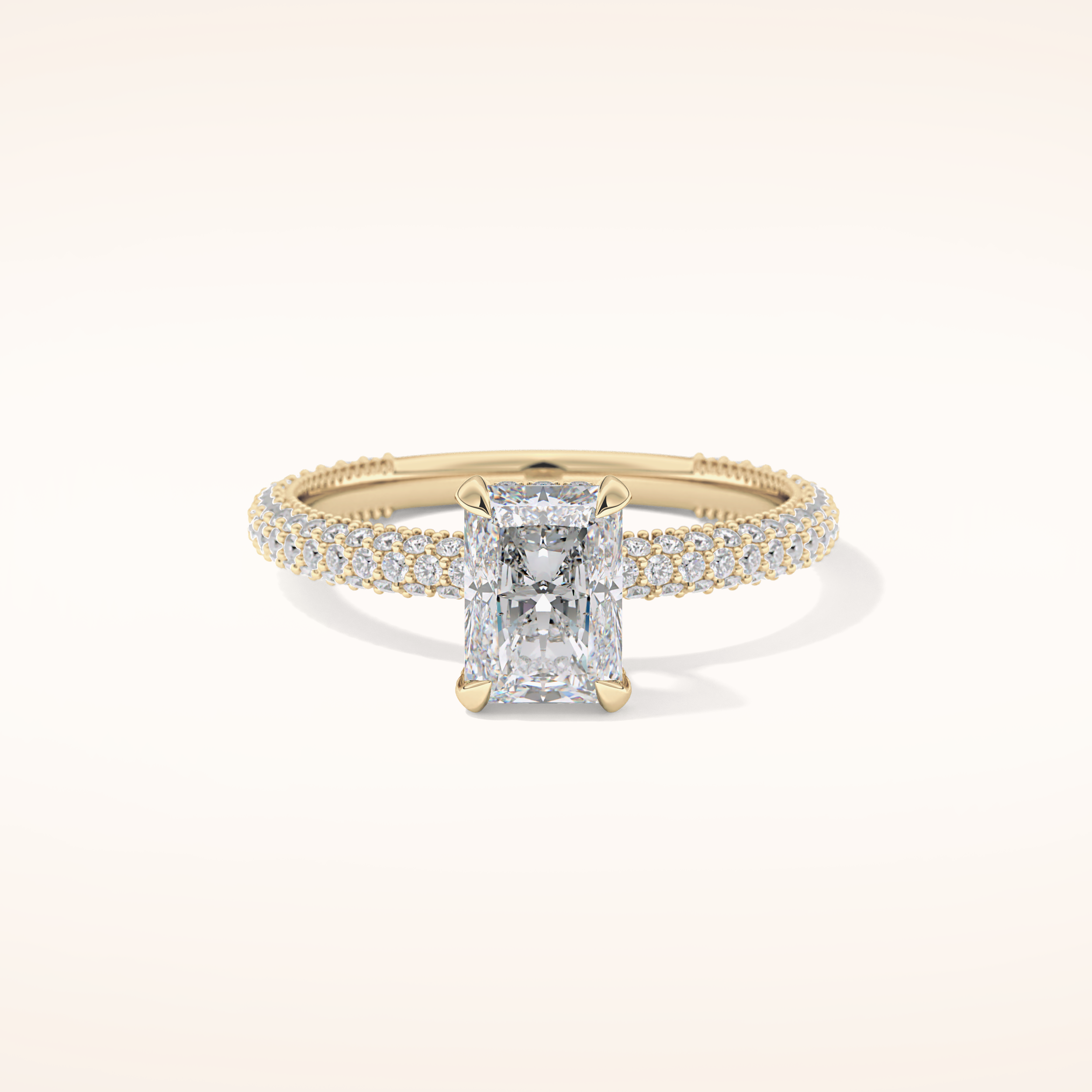 1.33 CT Radiant Shaped Hidden Halo & Pave Moissanite Engagement Ring