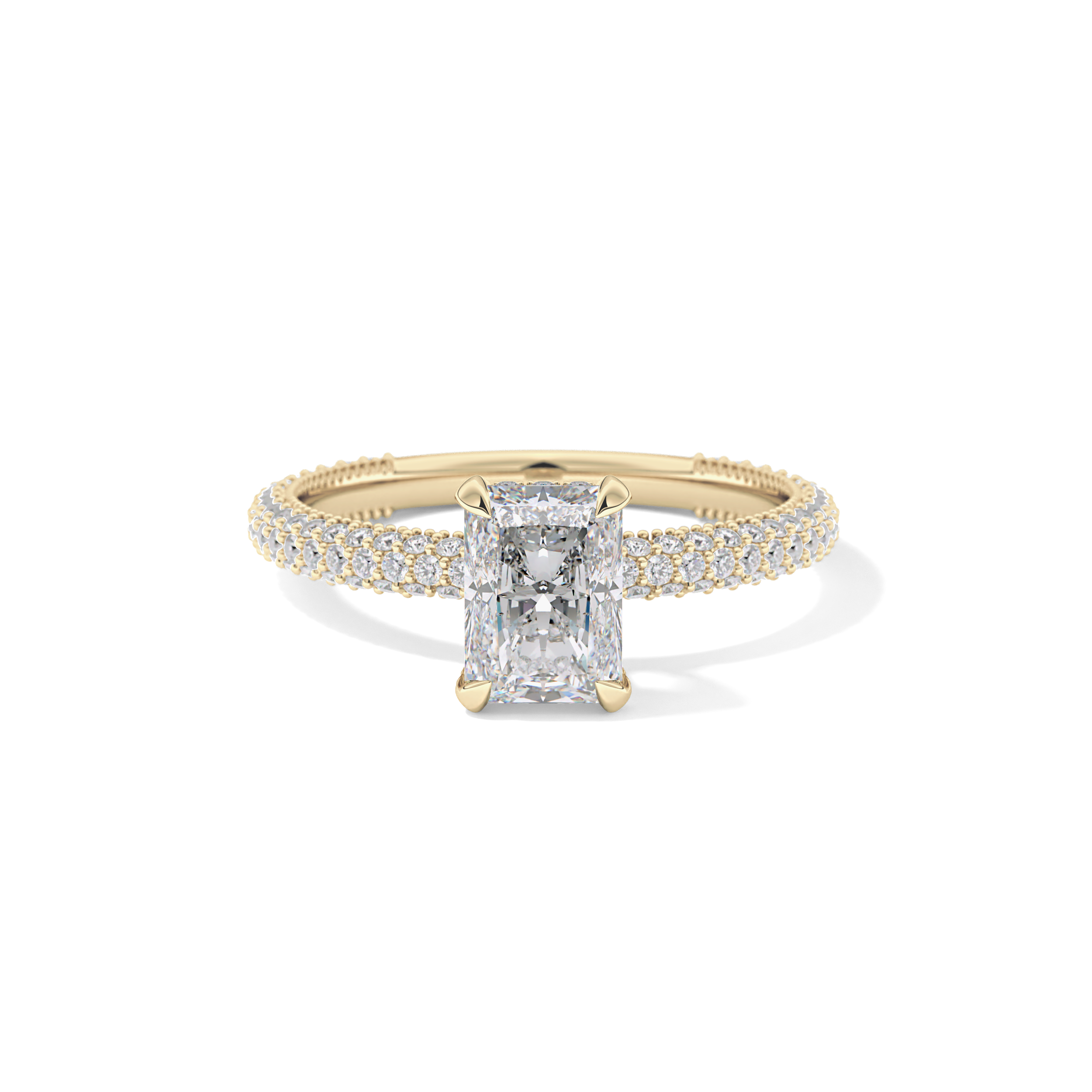 Radiant Hidden Halo & Pave Lab Grown Diamond Engagement Ring