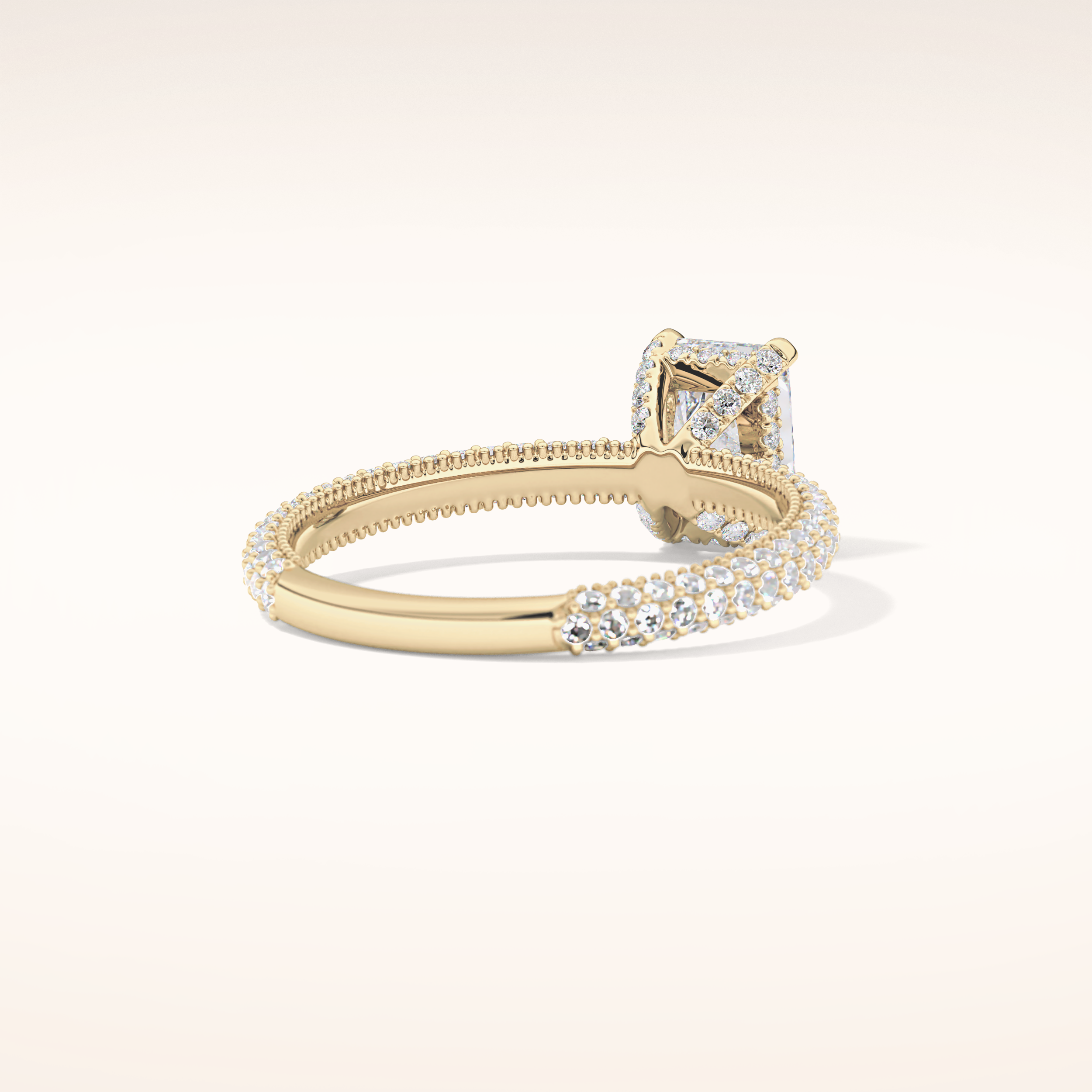 1.33 CT Radiant Shaped Hidden Halo & Pave Moissanite Engagement Ring