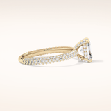 1.33 CT Radiant Shaped Hidden Halo & Pave Moissanite Engagement Ring