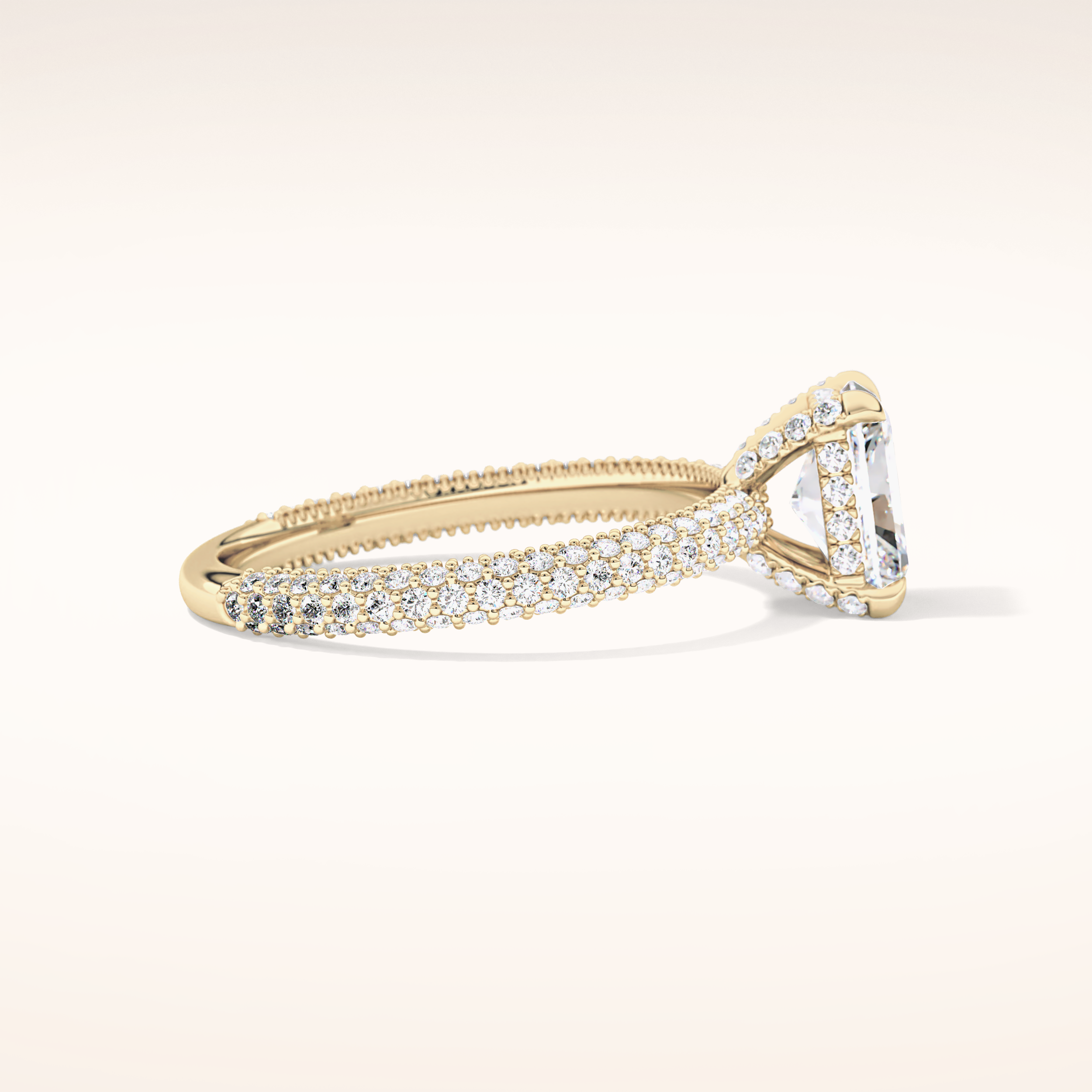 1.33 CT Radiant Shaped Hidden Halo & Pave Moissanite Engagement Ring