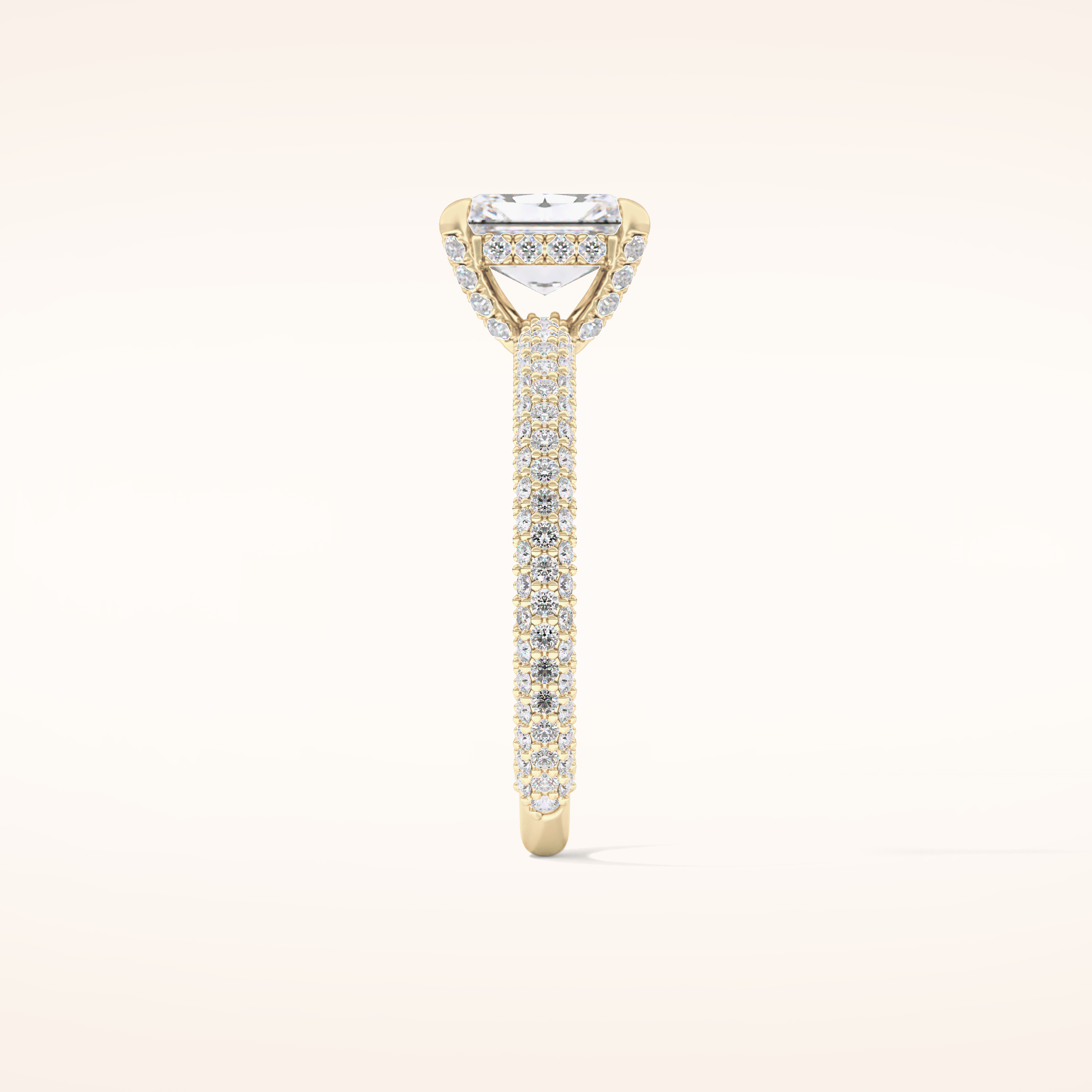 1.33 CT Radiant Shaped Hidden Halo & Pave Moissanite Engagement Ring