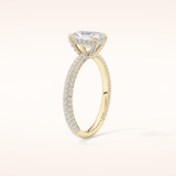 1.33 CT Radiant Shaped Hidden Halo & Pave Moissanite Engagement Ring
