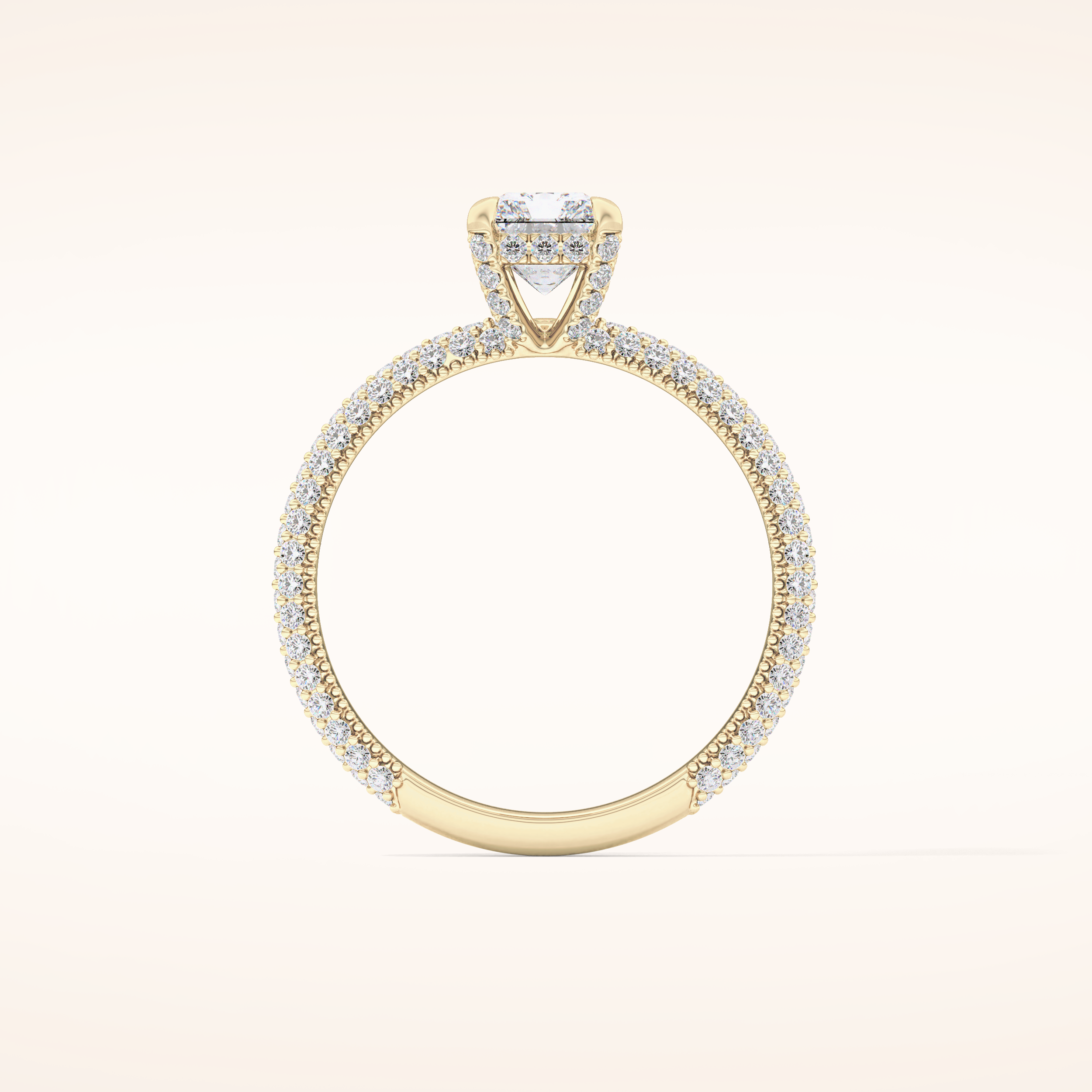 1.33 CT Radiant Shaped Hidden Halo & Pave Moissanite Engagement Ring